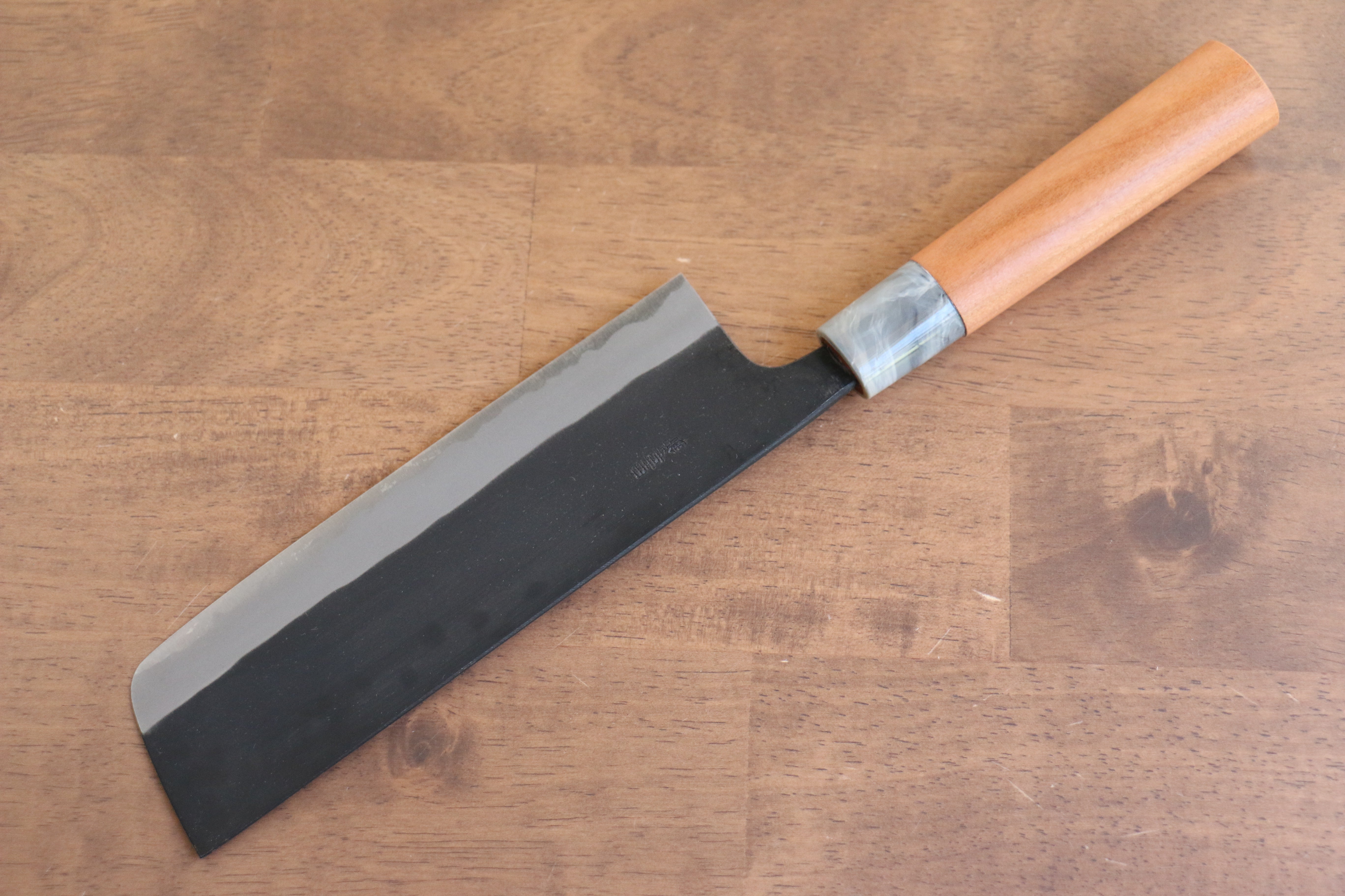 Nao Yamamoto White Steel No.2 Kurouchi Nakiri Knife 180mm - Japanese Chef Knife with Cherry Wood Handle for Precision Vegetable Chopping & Slicing in Professional Kitchens