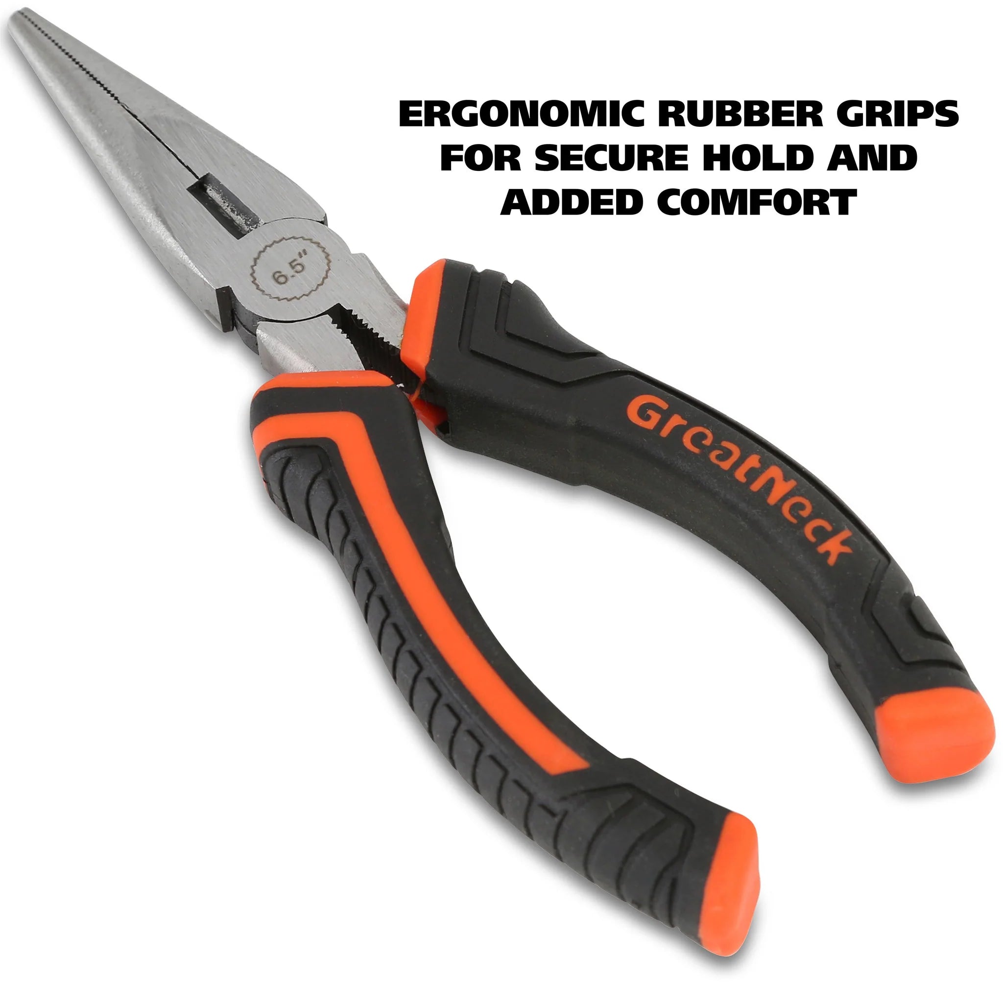 GreatNeck LN65C 6.5 Inch Long Nose Pliers - Premium Needle Nose Pliers for Electronics, Jewelry Making & DIY Projects - Durable Steel Construction with Comfort Grip Handles
