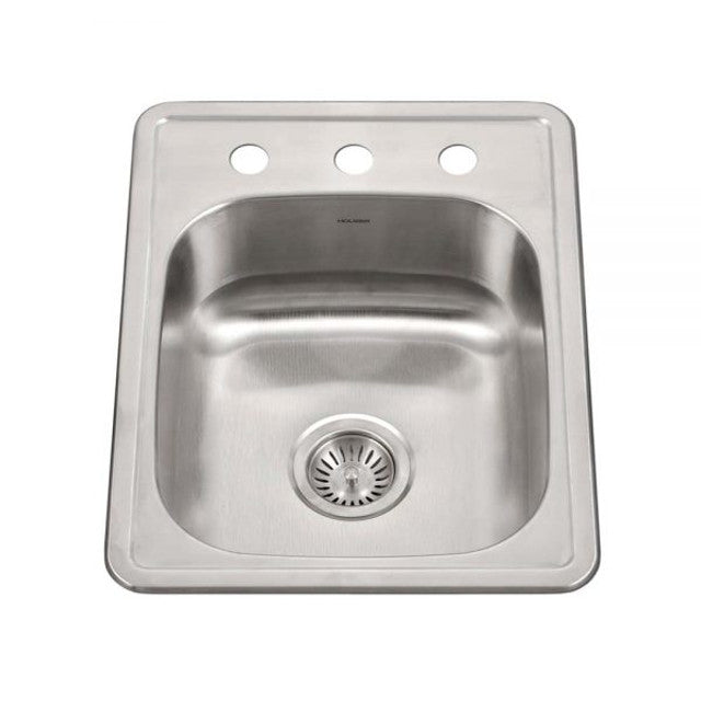 Houzer Hospitality Series 17 x 22 Inch Stainless Steel Drop-in Topmount Single Bowl Kitchen Sink with Basket Strainer - Perfect for Restaurants, Food Trucks & Commercial Kitchens