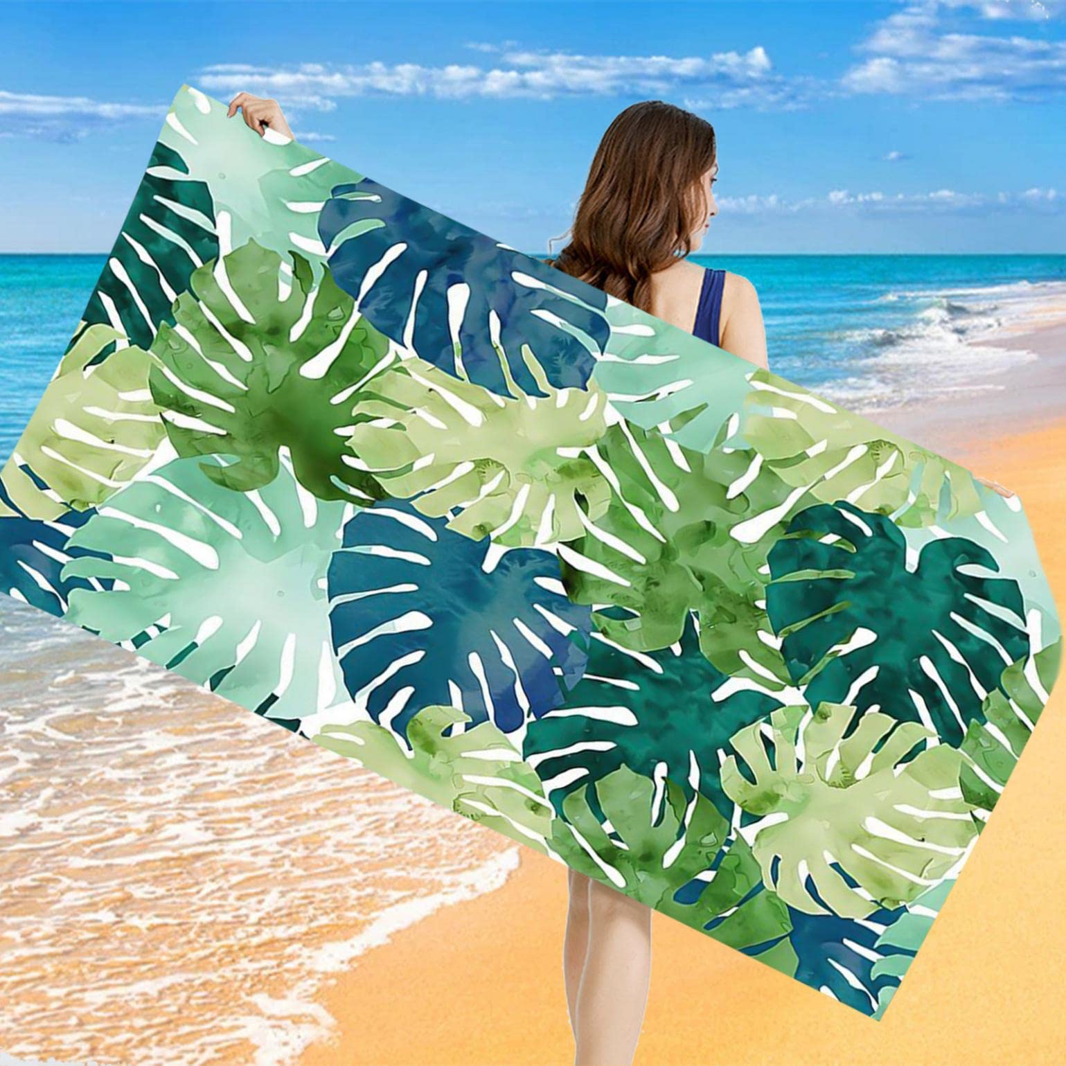 **Premium Oversized Microfiber Beach Towel - 27.56x55.12in - Quick Dry, Sand Proof & Super Absorbent - Ideal for Swimming, Travel & Poolside Relaxation - Perfect for Women, Men & Kids**