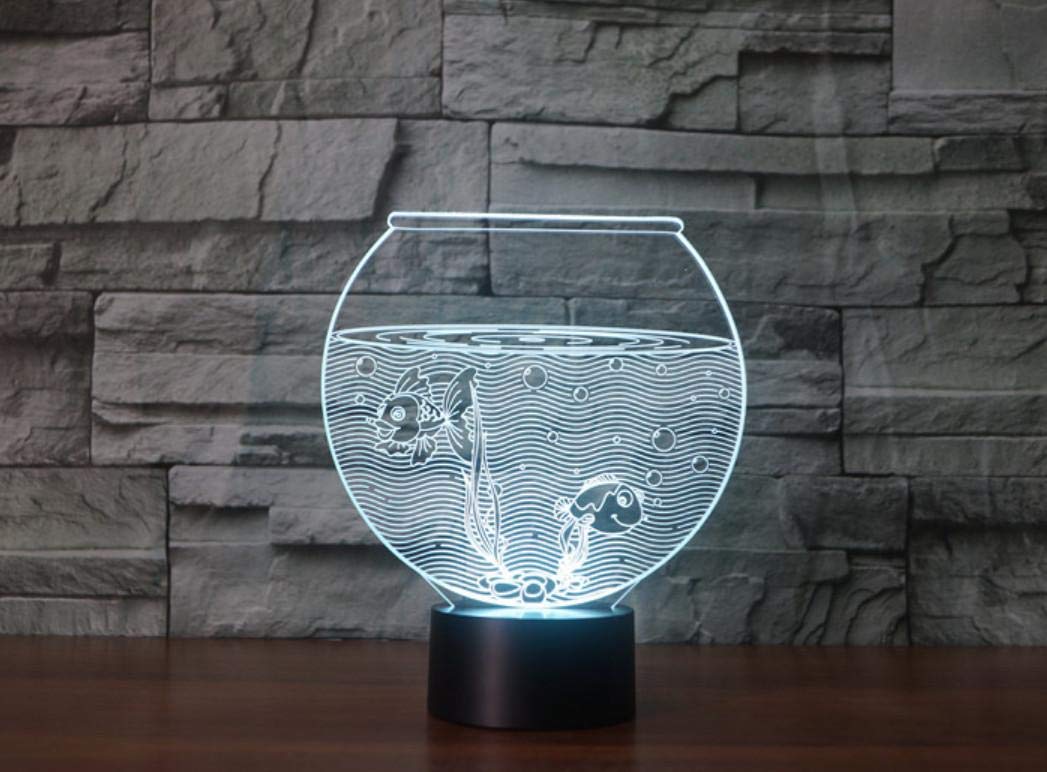 3D Illusion LED Night Light with Remote Control - Fish Tank & Ocean Themed Touch Lamp for Kids Room, Bedroom Decor - Perfect Gift for Children's Day, Birthday & Home Decoration
