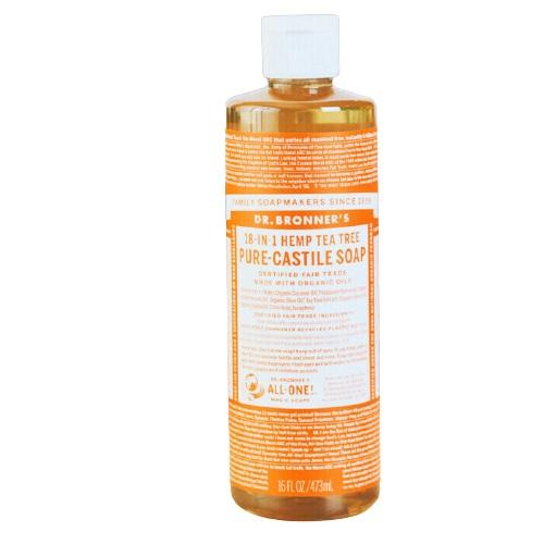 Dr. Bronner's Pure-Castile Tea Tree Liquid Soap - Organic, 18-in-1 Uses for Face, Body, Hair & Home Cleaning - Vegan, Cruelty-Free