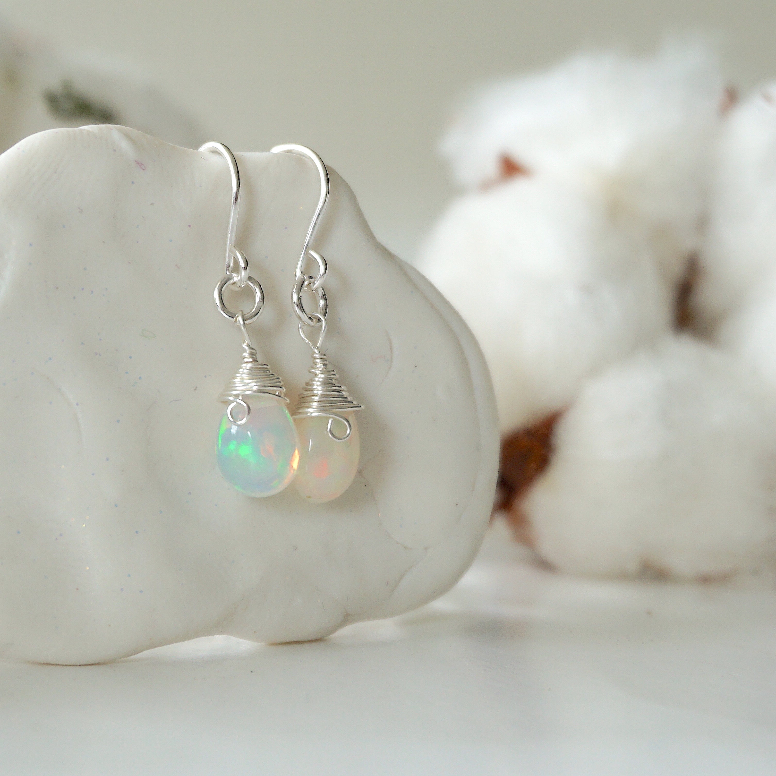 Exquisite Fire Opal Teardrop Earrings in Sterling Silver | Elegant Dangle Jewelry for Women | Perfect for Weddings, Parties & Special Occasions