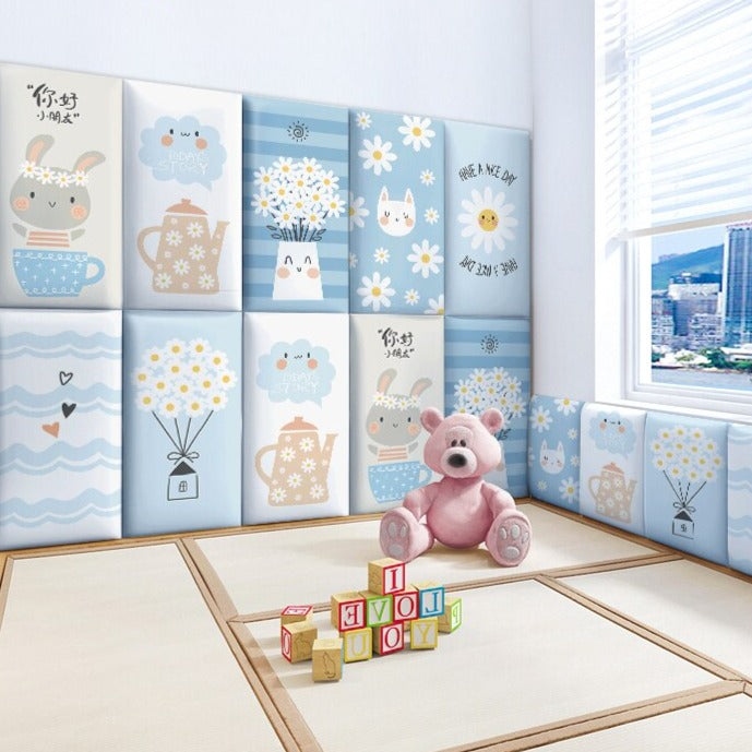Jungle Vines Kids Wall Padded Safety Cushions Set - Soft Foam Playroom Protection for Toddlers & Children - Perfect for Playrooms, Daycares, and Home Safety