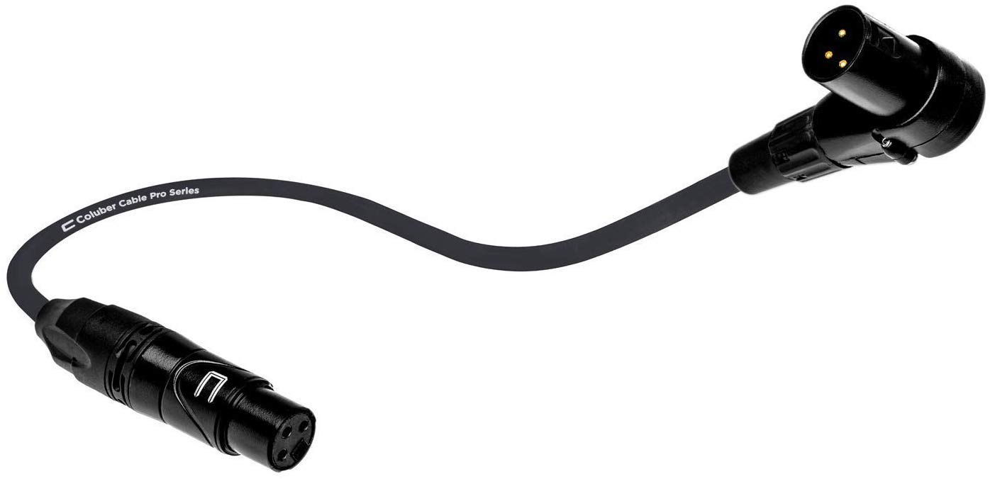 Professional 10ft Black Balanced XLR Cable - Right Angle Male to Straight Female 3-Pin Microphone Connector for Powered Speakers, Audio Interfaces & Mixers - Perfect for Live Performances, Studio Recording & DJ Setups