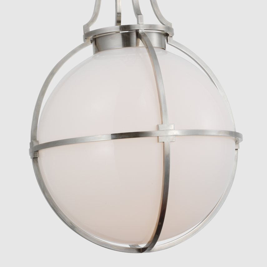 Archer Large Captured Globe Pendant Light Fixture in Antique Nickel Finish - Perfect for Dining Room, Foyer, and Entryway Lighting