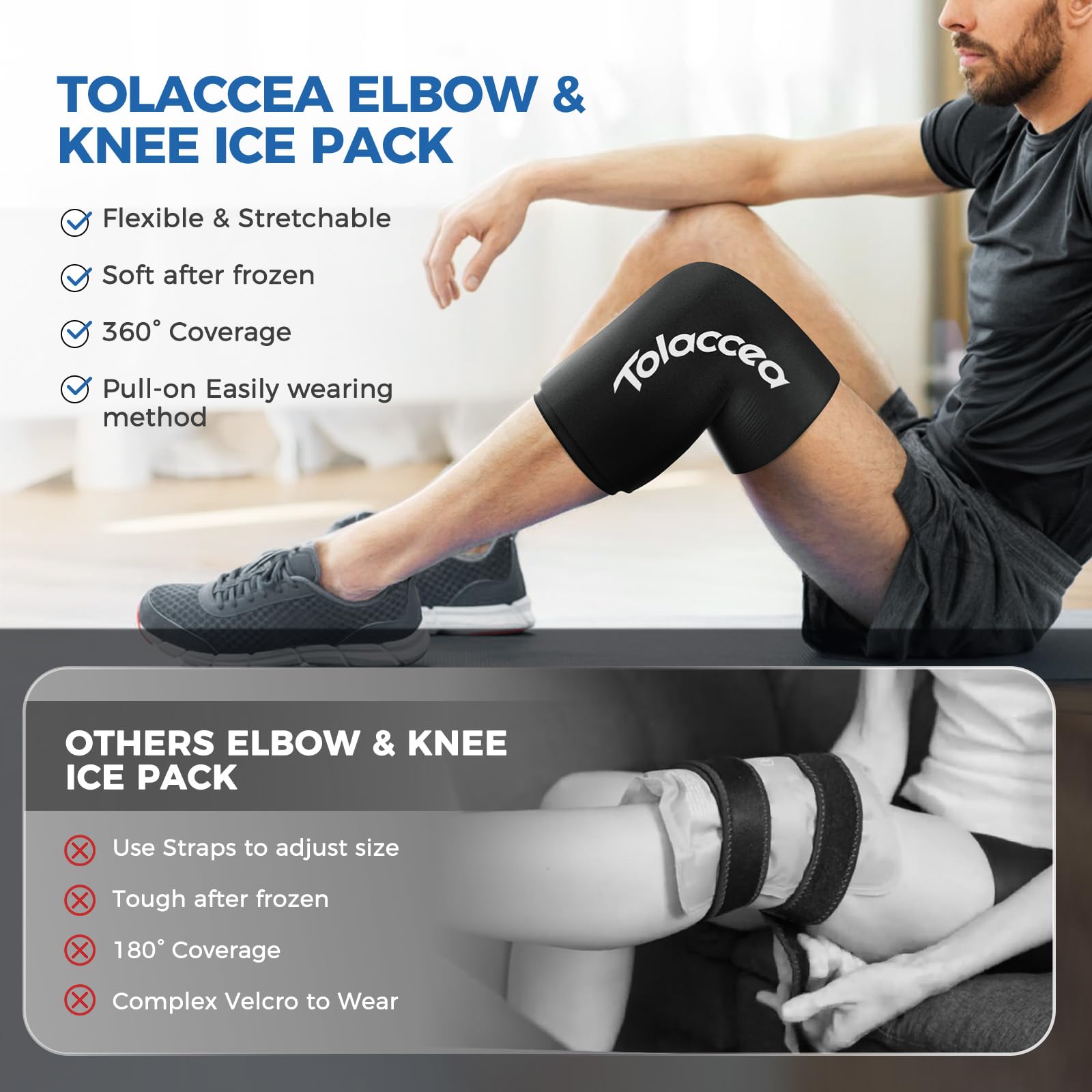 Reusable Elbow & Knee Ice Pack - Cold Therapy Compression Sleeve with Gel for Shin Splints, Calf Strain, Tennis Elbow, Tendonitis - Flexible & Adjustable for Sports Injuries & Post-Surgery Recovery (Small, Black) - Perfect for Athletes, Runners & Joint Pain Relief