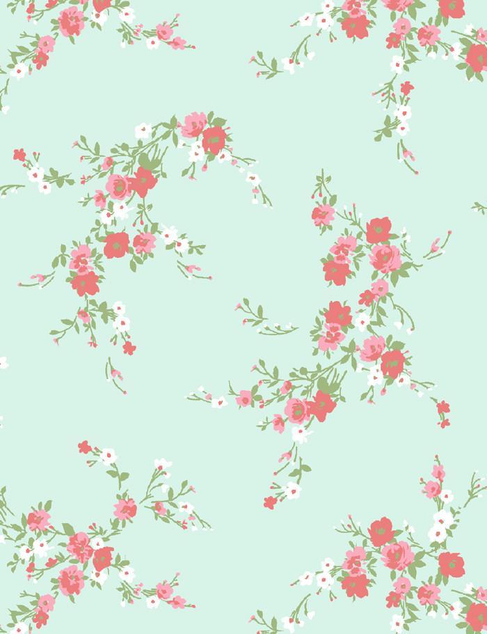 Jolene Peel and Stick Wallpaper - Mint Green with Pink Floral Design | Self-Adhesive Removable Wallpaper for Bedroom, Nursery, Living Room Decor