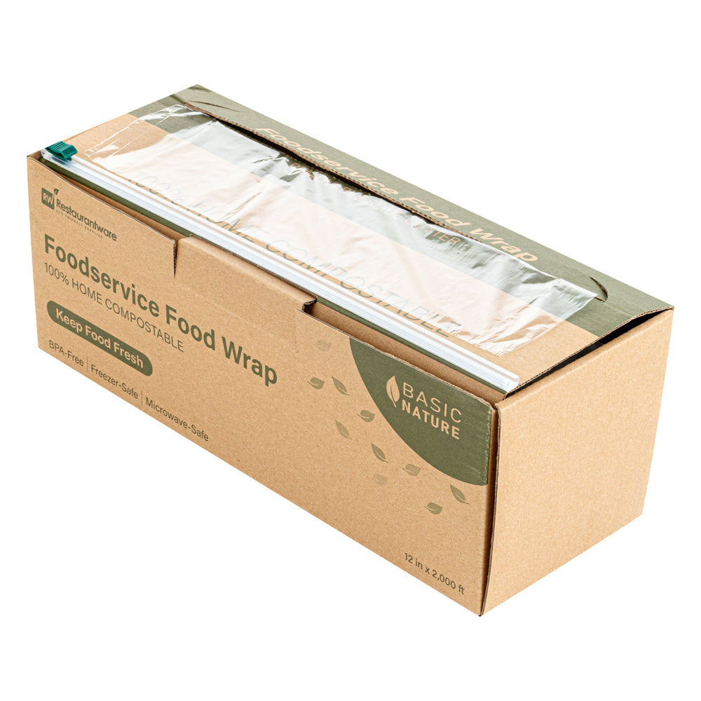 Eco-Friendly Clear Plastic Food Wrap - BPA Free, Microwave Safe, Home Compostable | 12