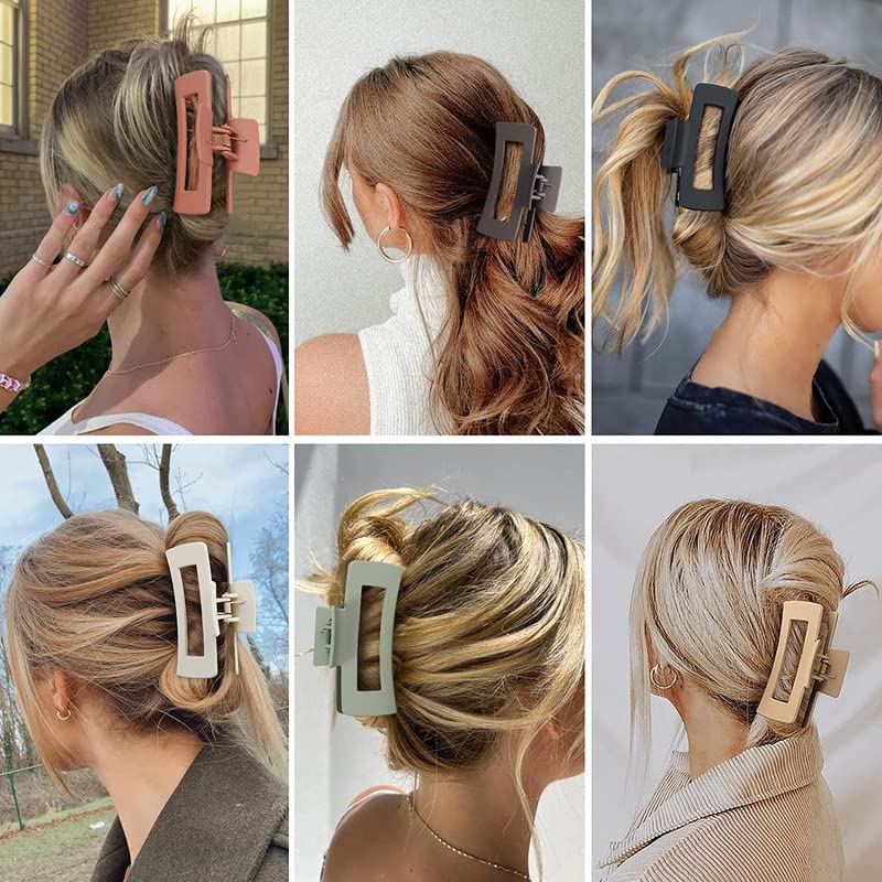 SHIDARA 6-Piece Large Hair Clips Set - 4 Inch Non-Slip Acrylic Banana Jaw Clips for Thick Hair | Women & Girls Hair Accessories (6 Colors) | Perfect for Ponytails, Buns & Everyday Hairstyles