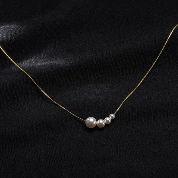 Dainty Irregular Pearl Bead Chain Necklace | XL9015 - Elegant Layering Jewelry for Women, Perfect for Weddings, Parties & Everyday Wear