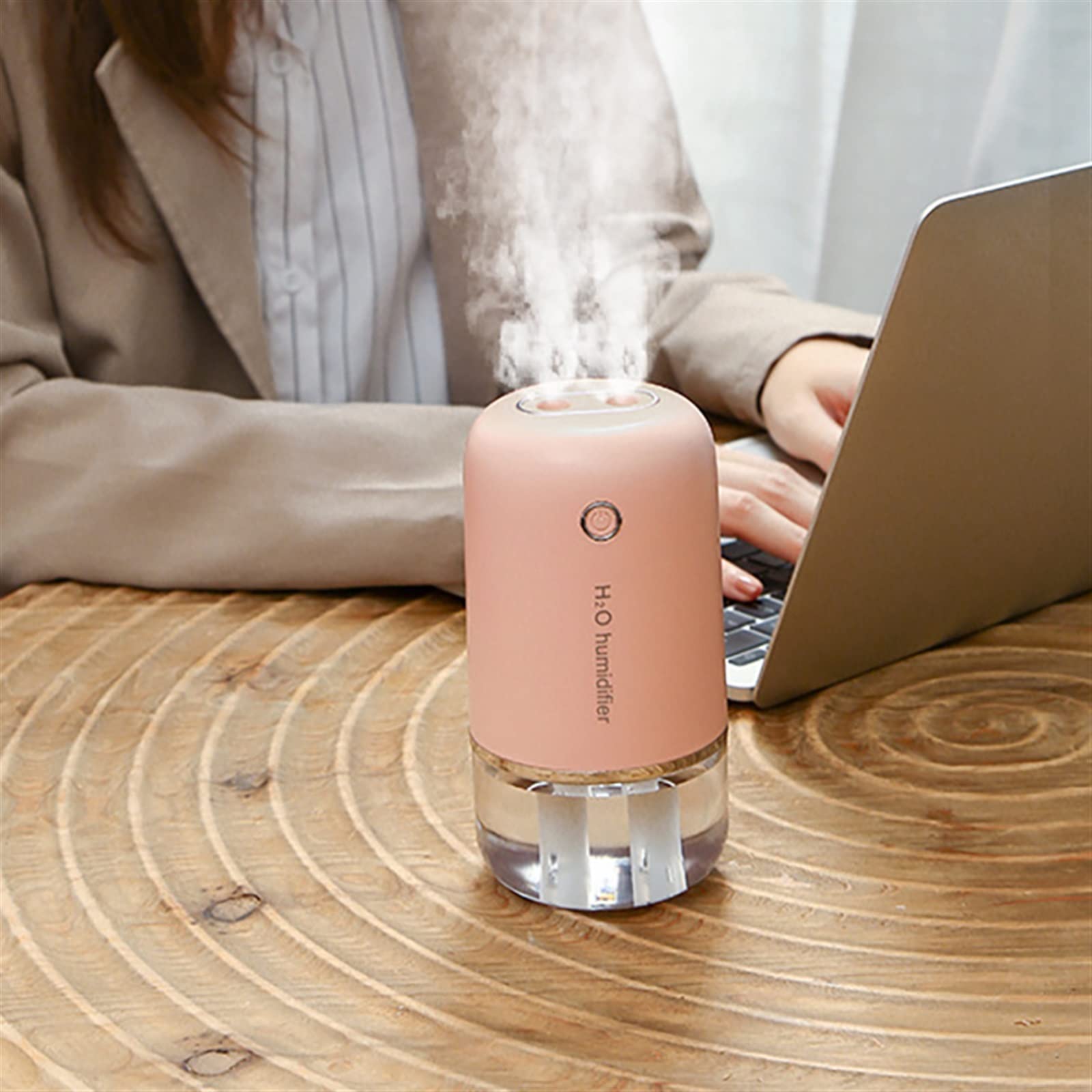 400ML Wireless Double Nozzle Air Humidifier & Essential Oil Diffuser with Night Light - 1200mAh Rechargeable for Home, Office, Car - Perfect for Aromatherapy, Dry Air Relief & Relaxation