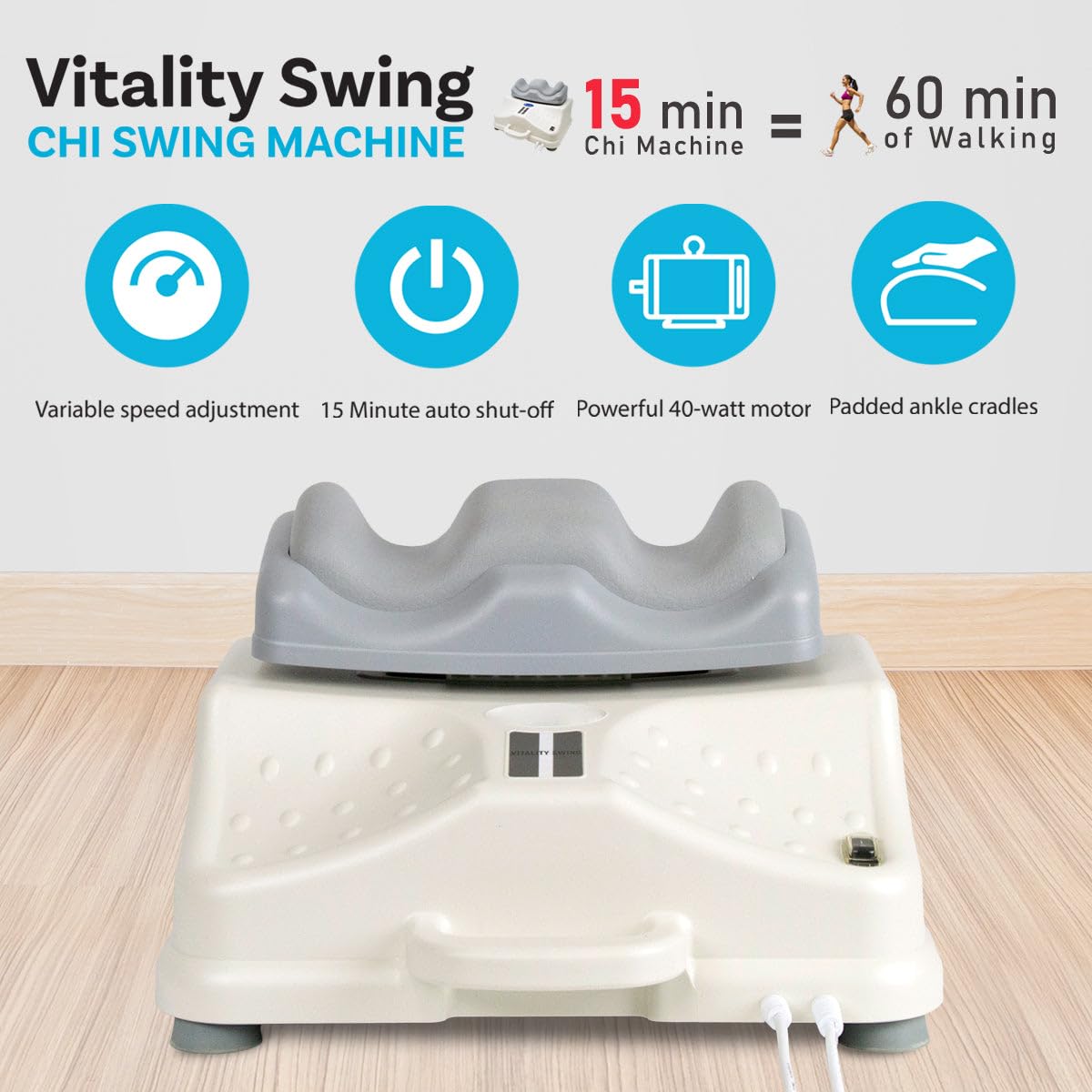 Daiwa Felicity Chi Vitalizer Machine - Passive Aerobic Exerciser for Full Body Workout, Lymphatic Massager & Relaxation | Comfortable Padded Ankle Cradle | Perfect for Home Gym, Stress Relief & Wellness Routine