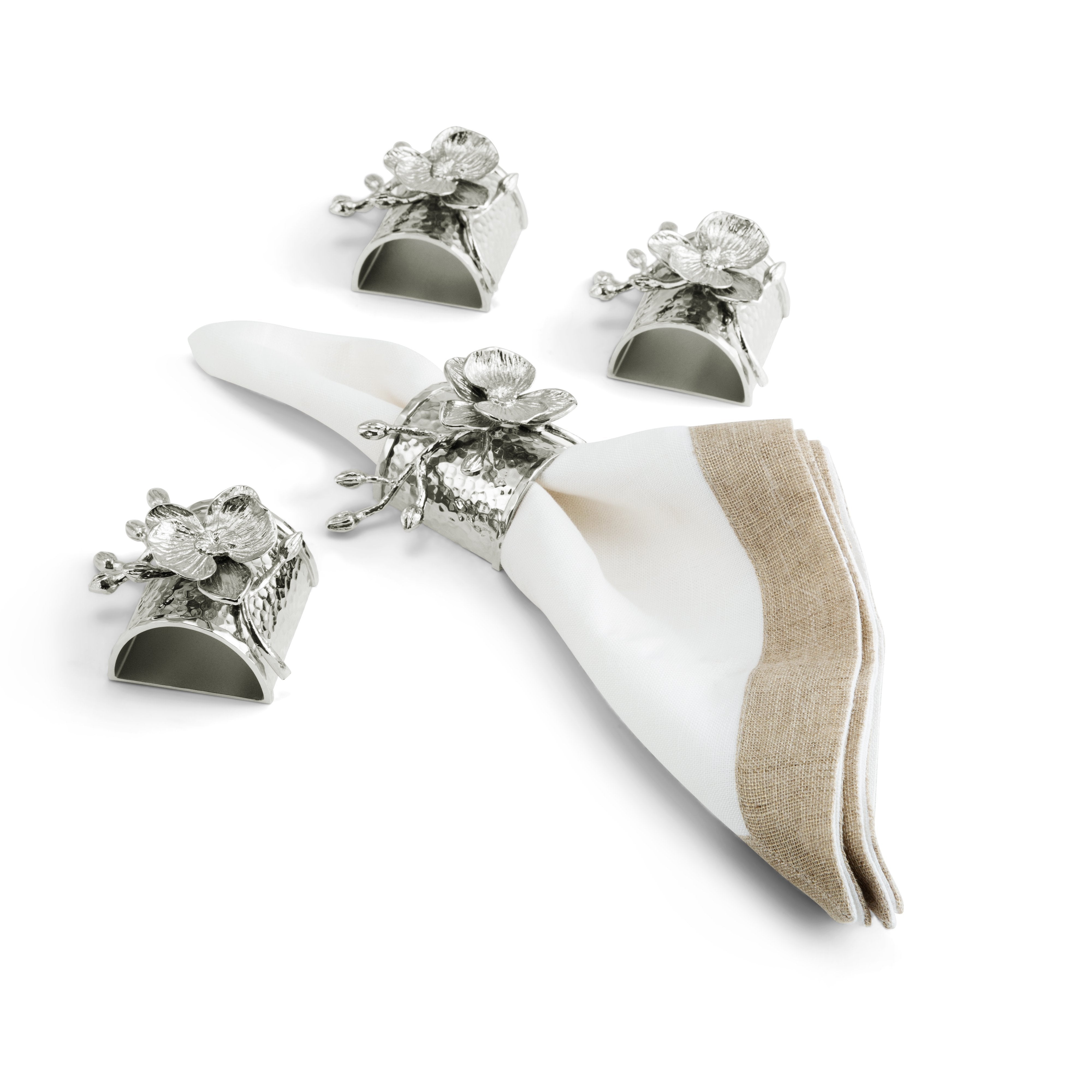 Elegant White Orchid Napkin Ring Set - 12 Pack for Wedding, Party & Holiday Table Decor - Perfect for Formal Dining & Special Occasions