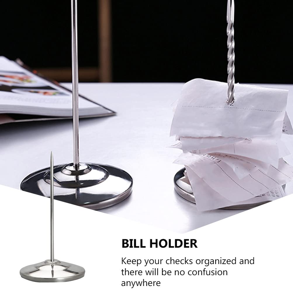 Hemoton Stainless Steel Menu & Receipt Holder - 1PC Single Nail Spike for Notes, Memos, Invoices - Office Desk Organizer for Restaurants, Retail Stores & Home Use
