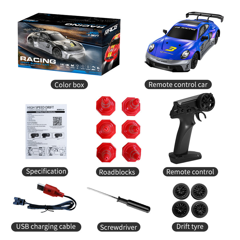 KFPLAN KF28 1/16 Scale 4WD Remote Control Drift Car - High Speed RC Racing Car with Durable PVC Shell & 800mAh Rechargeable Battery - Perfect for Indoor/Outdoor Drifting, Racing, and RC Car Enthusiasts