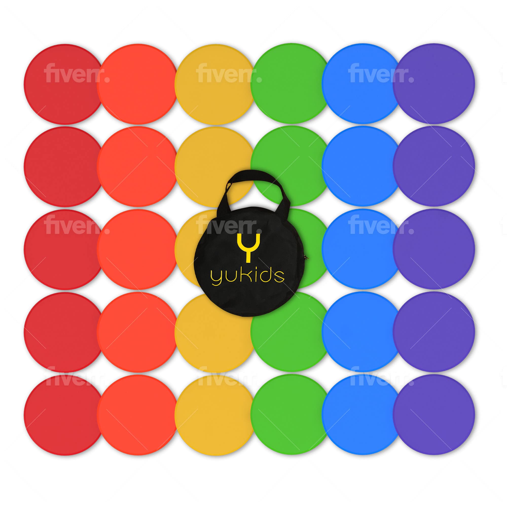 Non-Slip Rubber Agility Dots - 30 Poly Spot Markers for Soccer, Basketball, Gym Training & Dance Class - Durable PE Equipment & Classroom Organization Tools - Perfect for Sports Drills, Fitness Exercises & School Activities