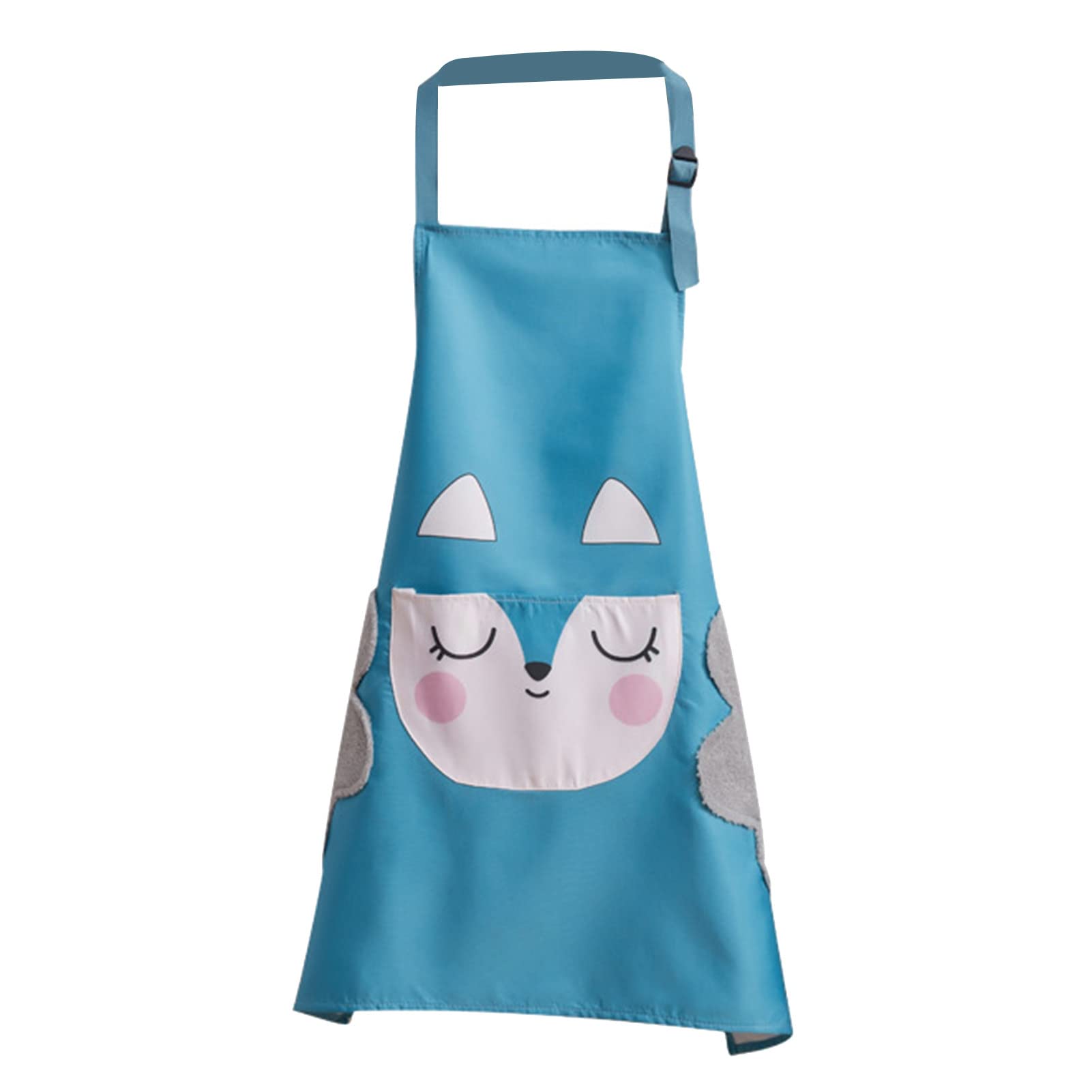 GiveYouLucky Adjustable Sleeveless Kitchen Apron - Cute Cartoon Fox Design, Comfortable & Wipeable Cooking Apron for Women & Men - Perfect for Baking, BBQ, Grilling & Home Cooking