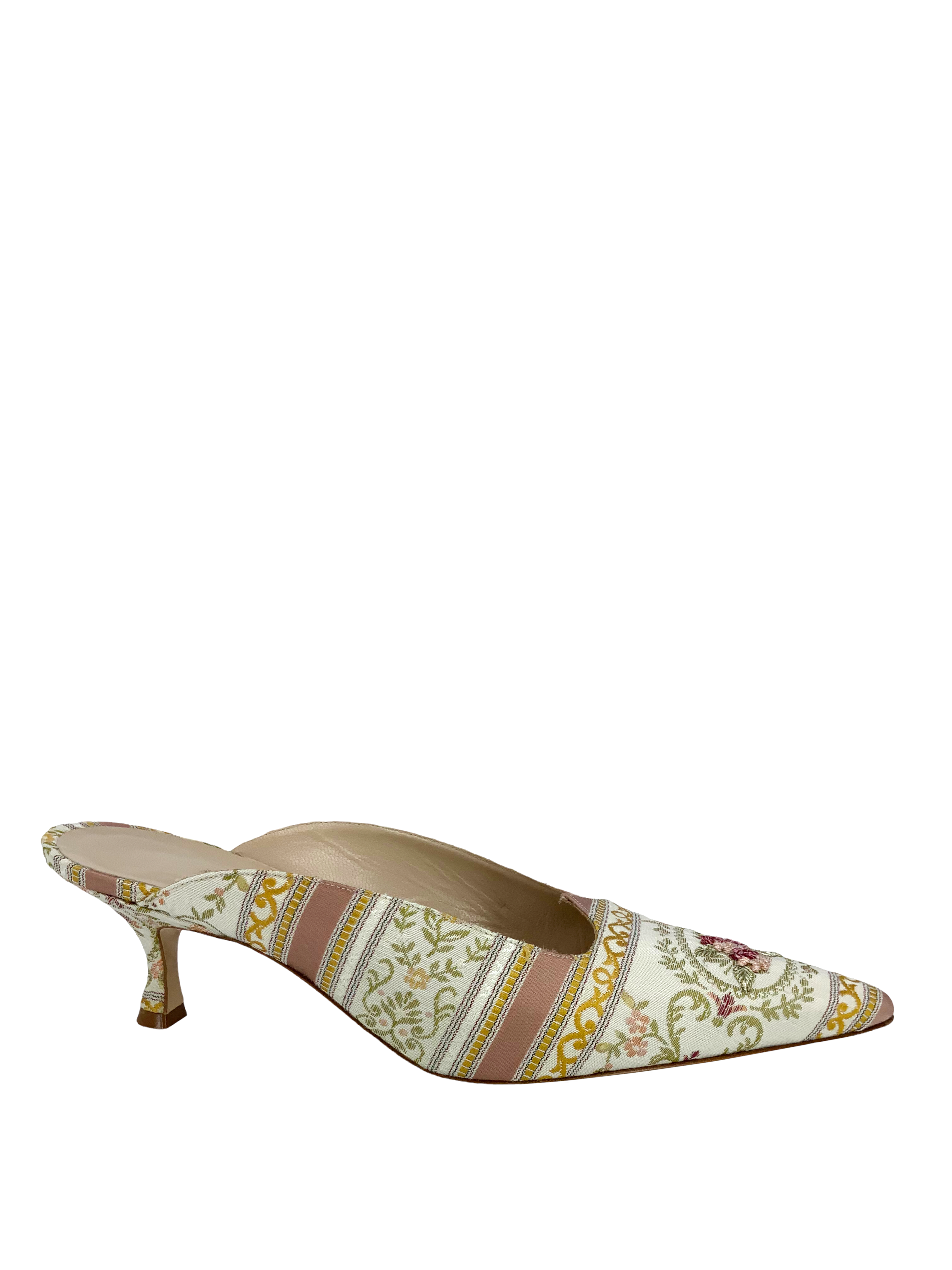 Manolo Blahnik Floral Embroidered Mules - Women's Size 11 | Luxury Designer Slip-On Shoes for Weddings, Parties & Special Occasions