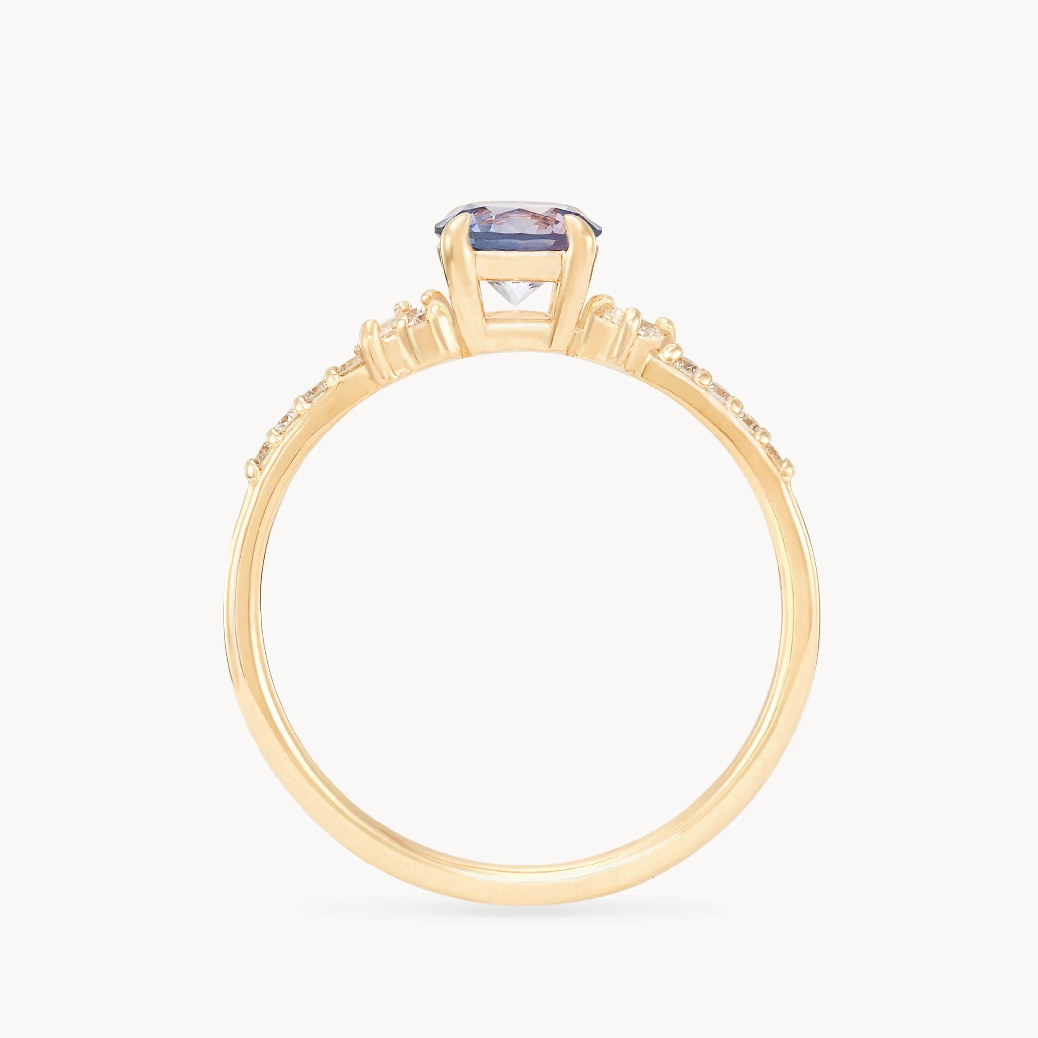 Unique 14K Yellow Gold Round Sapphire Dusklight Dream Ring – Perfect for Weddings, Anniversaries & Special Occasions