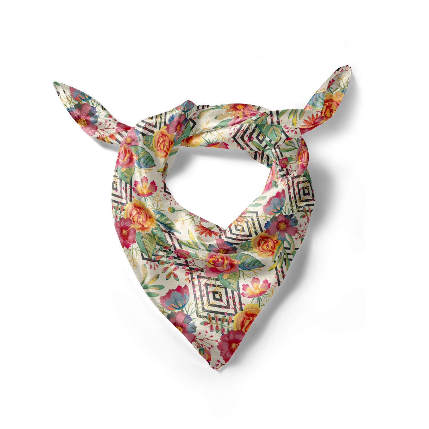 Ambesonne Watercolor Headscarf - Diamond Shaped Rectangle Hijab Scarf for Women, Lightweight Fashion Accessory for Daily Wear, Church, Mosque & Special Occasions