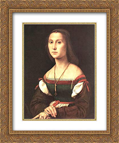 Raphael's Portrait Of A Woman (La Muta) - 20x24 Inch Gold Ornate Framed Art Print with Double Matting | Renaissance Museum Quality Reproduction | Perfect for Living Room Decor, Art Gallery Wall, or Gift for Art Lovers