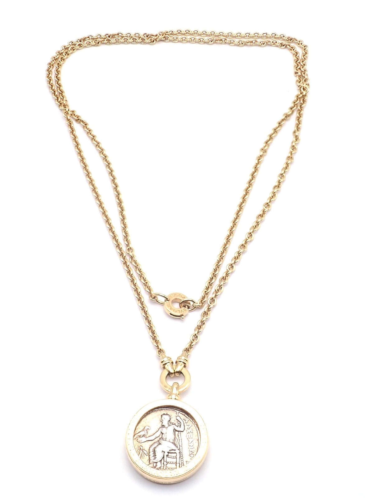 Authentic Bvlgari 18k Yellow Gold Antique Coin Monete 38