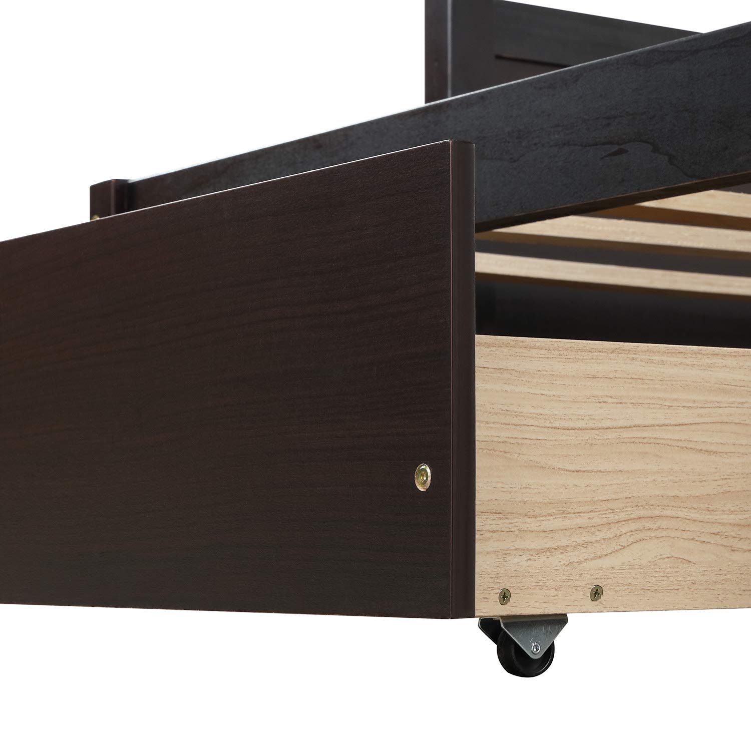 Harper & Bright Designs Solid Wood Twin Over Full Bunk Bed with Storage Drawers, Ladder & Safety Guard Rail - Sturdy Kids, Teens & Adult Bunk Bed in Espresso Finish | Perfect for Small Bedrooms, Guest Rooms & Vacation Homes