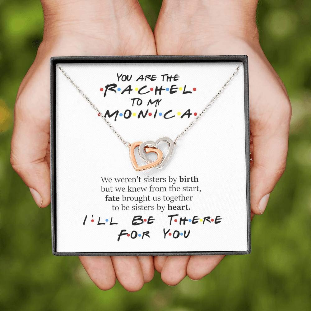 Best Friend Birthday Heart Necklace Gift Set - You're My Monica to My Rachel Soul Sister Jewelry with Message Card, Inspired by Friends TV Show Quotes - Perfect for Bestie Anniversaries, Galentine's Day & BFF Gifts