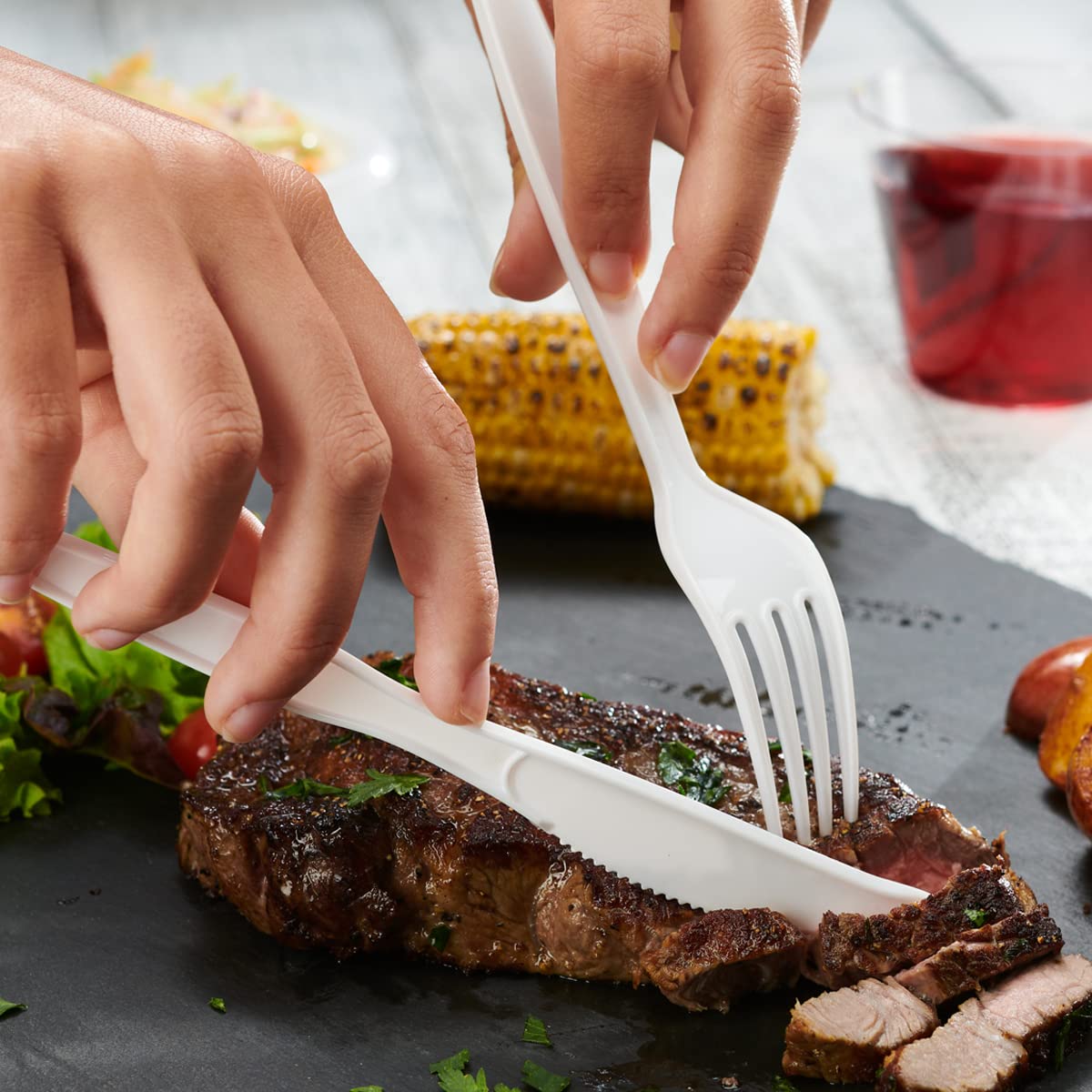 100 Pack Heavy Duty Disposable Plastic Forks - Durable White Cutlery for Parties, Events, Picnics & Catering | Bulk Basic Plastic Forks for Home, Office & Outdoor Dining