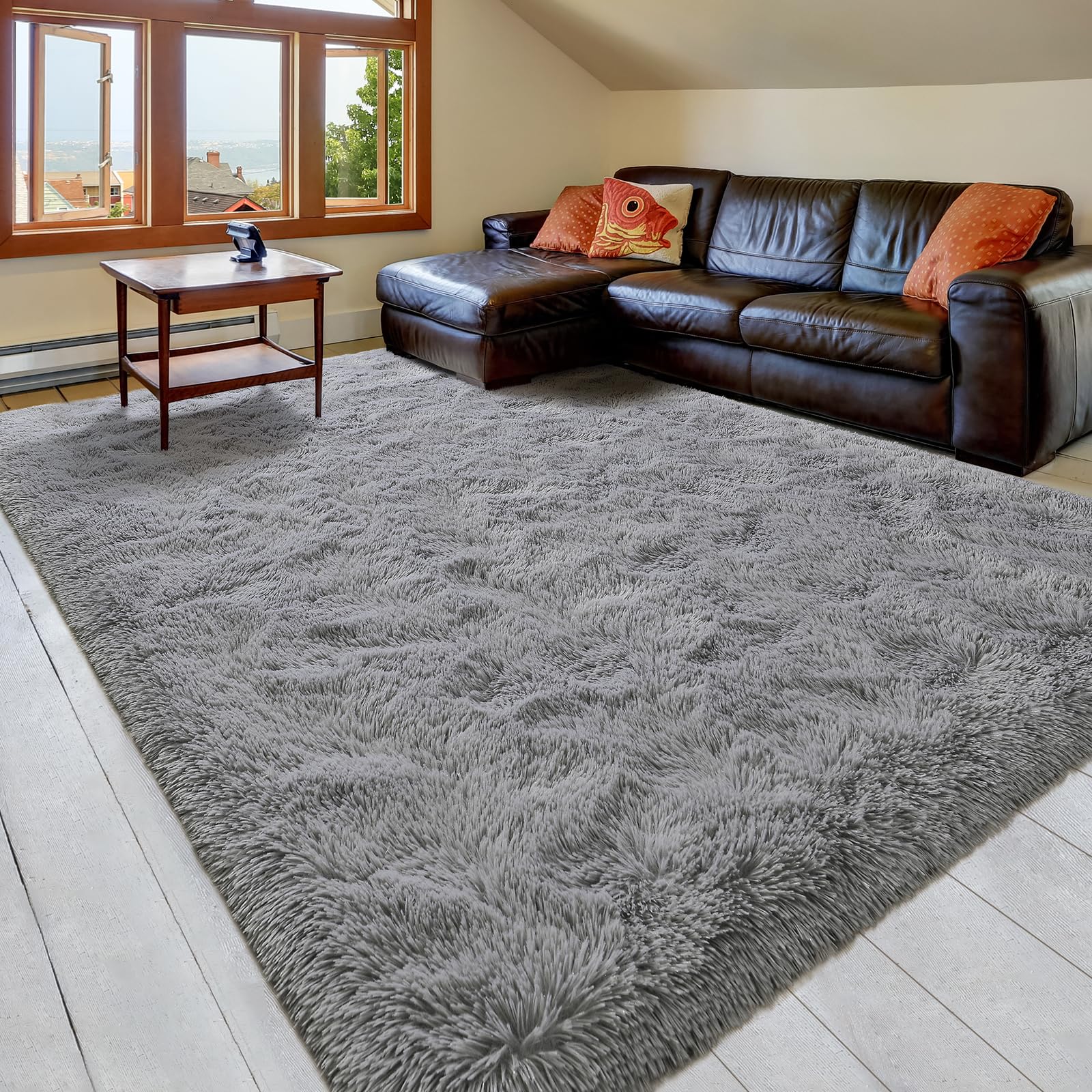 **Pacapet Fluffy Area Rugs - Soft Grey Shag Rug for Bedroom, Living Room, Nursery & Kids Room - Plush Furry Carpet for Home Decor (4x6 Feet) - Cozy & Warm Floor Mat for Winter, Perfect for Pets & Play Areas**