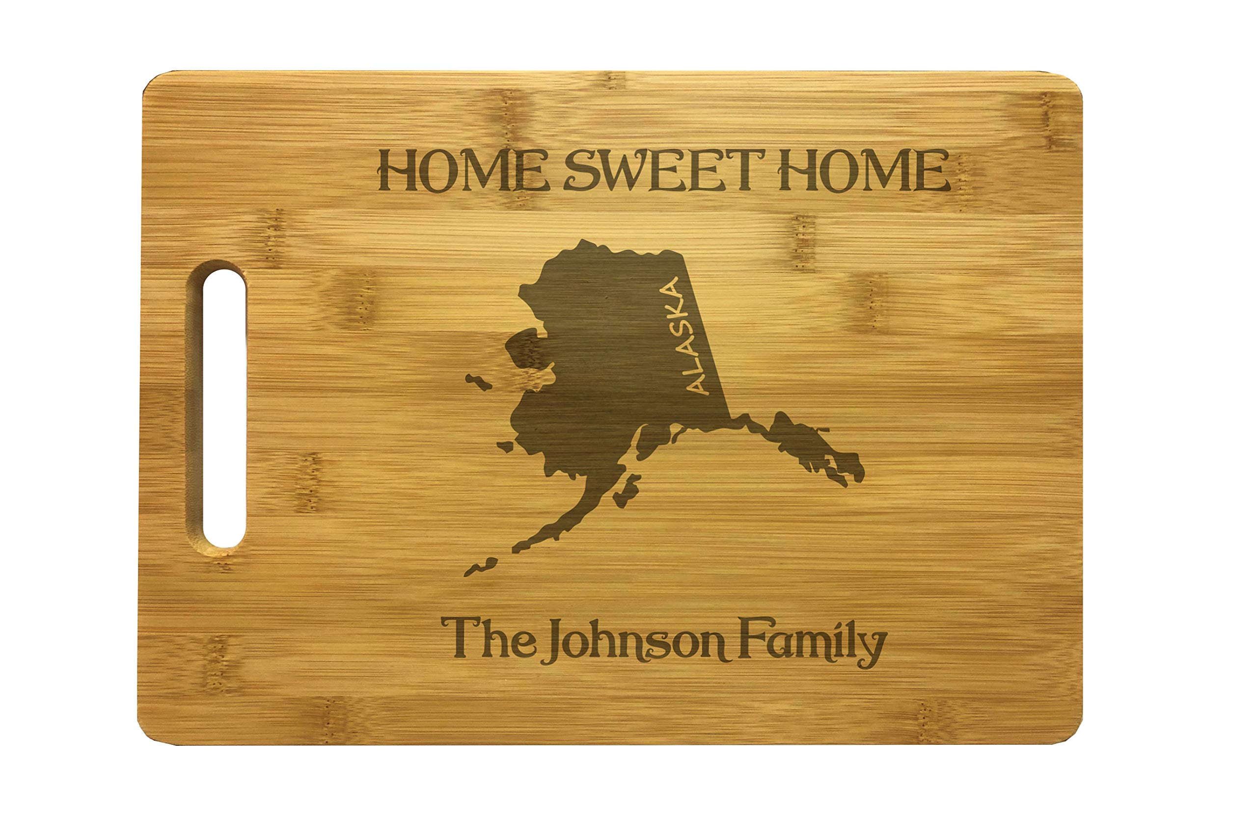 Personalized Alaska Cutting Board - Custom Engraved Bamboo with 'Home Sweet Home' Text - Unique Housewarming Gift for Kitchen & Home Decor