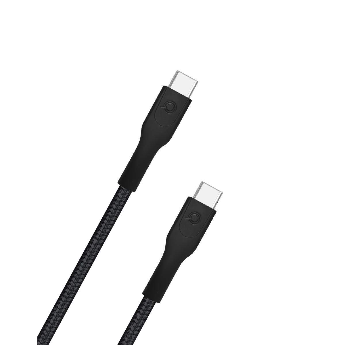 6FT USB-C to USB-C Fast Charging Cable - High Speed PD Charger Cord for iPhone 15, MacBook, iPad, Samsung Galaxy - Durable Nylon Braided Black Cable for Home, Office & Travel