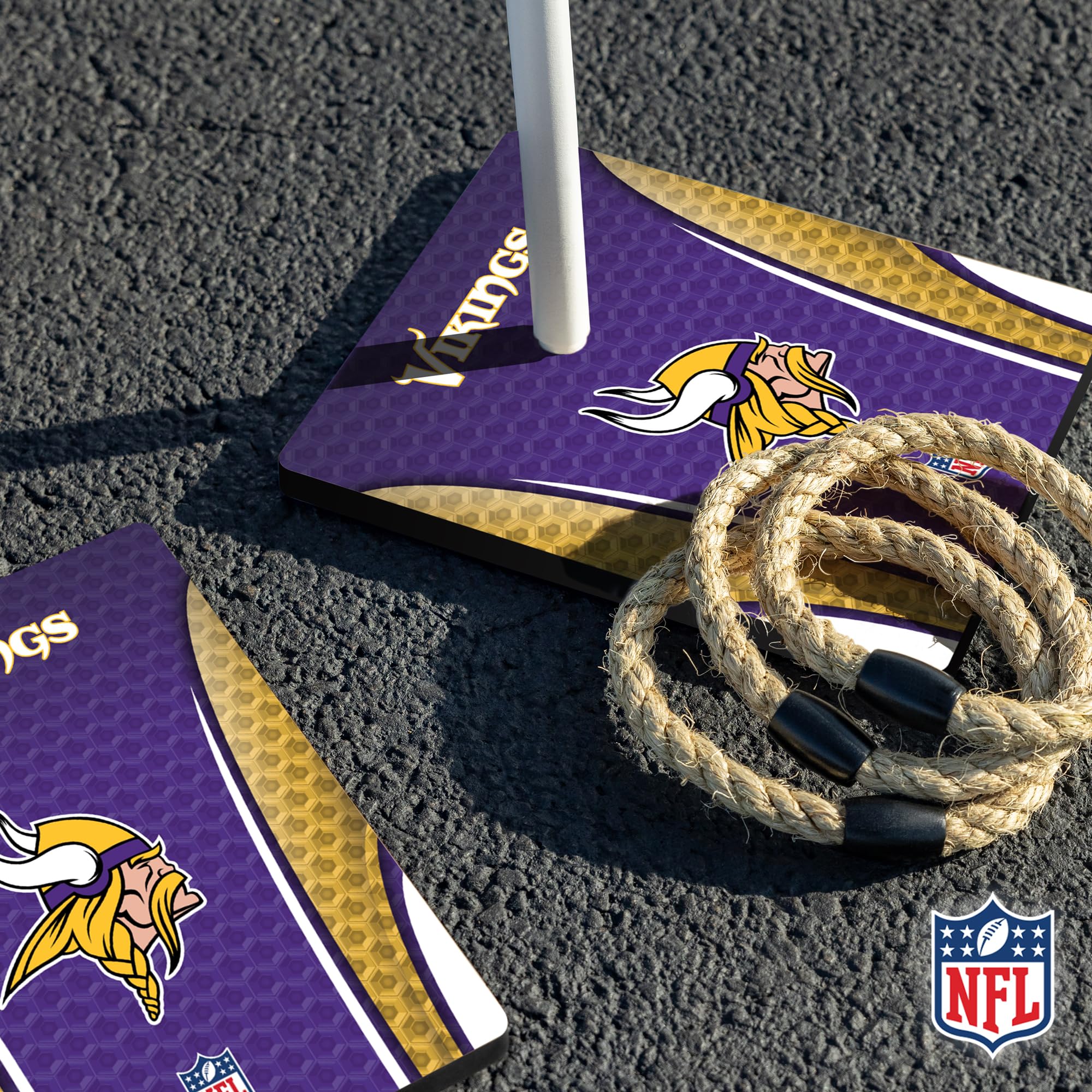 Premium Solid Wood NFL Quoits Set with HD Team Logos - Official Tailgate Ring Toss Game - Perfect Gift for Football Fans - Outdoor Family Games for Beach, Backyard & Parties