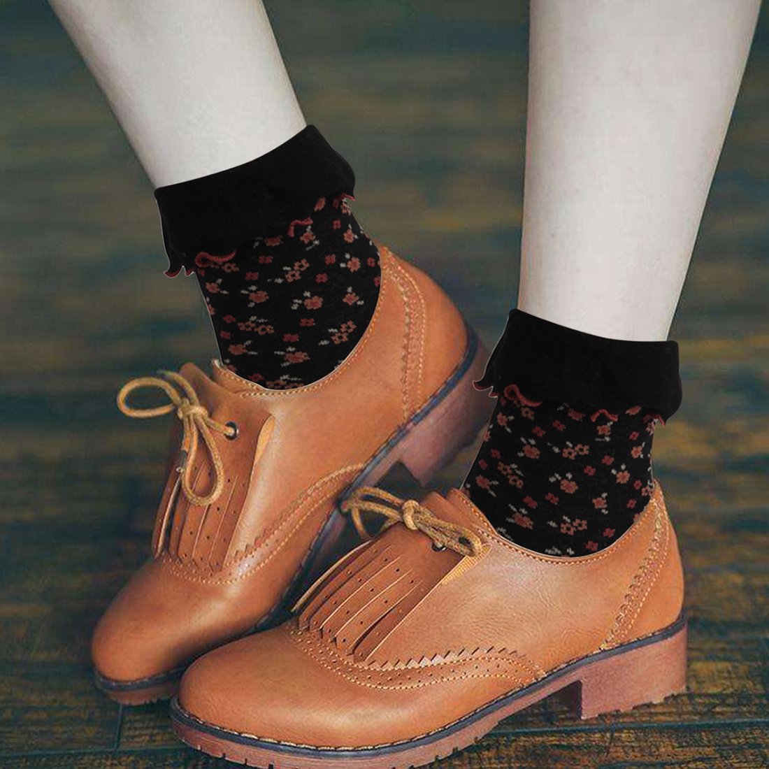 Women's Lace Ruffle Floral Ankle Socks - Cute Frilly Novelty Socks for Women & Girls - Perfect for Casual Wear, Dresses & Fashion Accessories