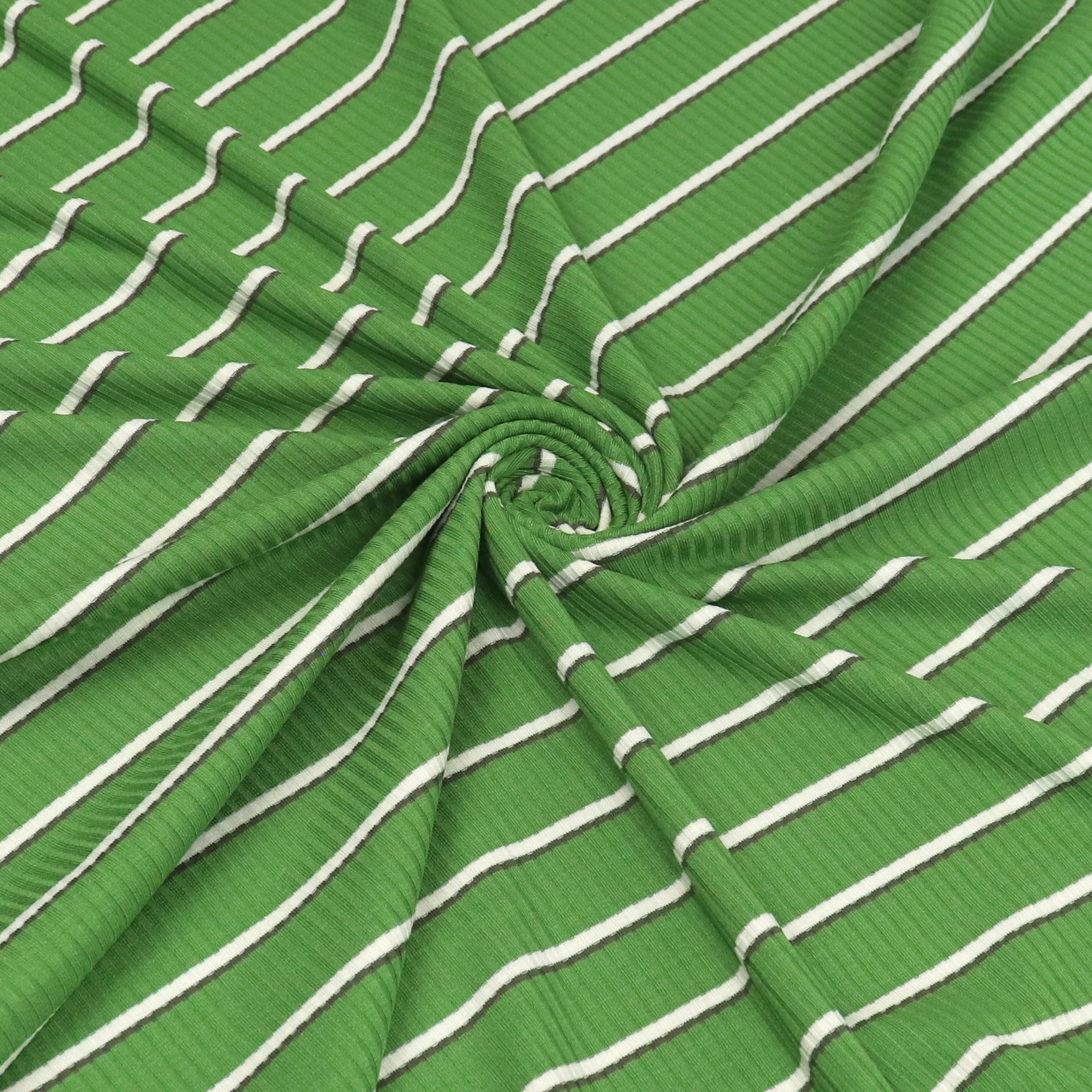 Soft Viscose Blend Ribbed Jersey Top - Yarn Dyed Green Stripe - Perfect for Casual Wear & Layering