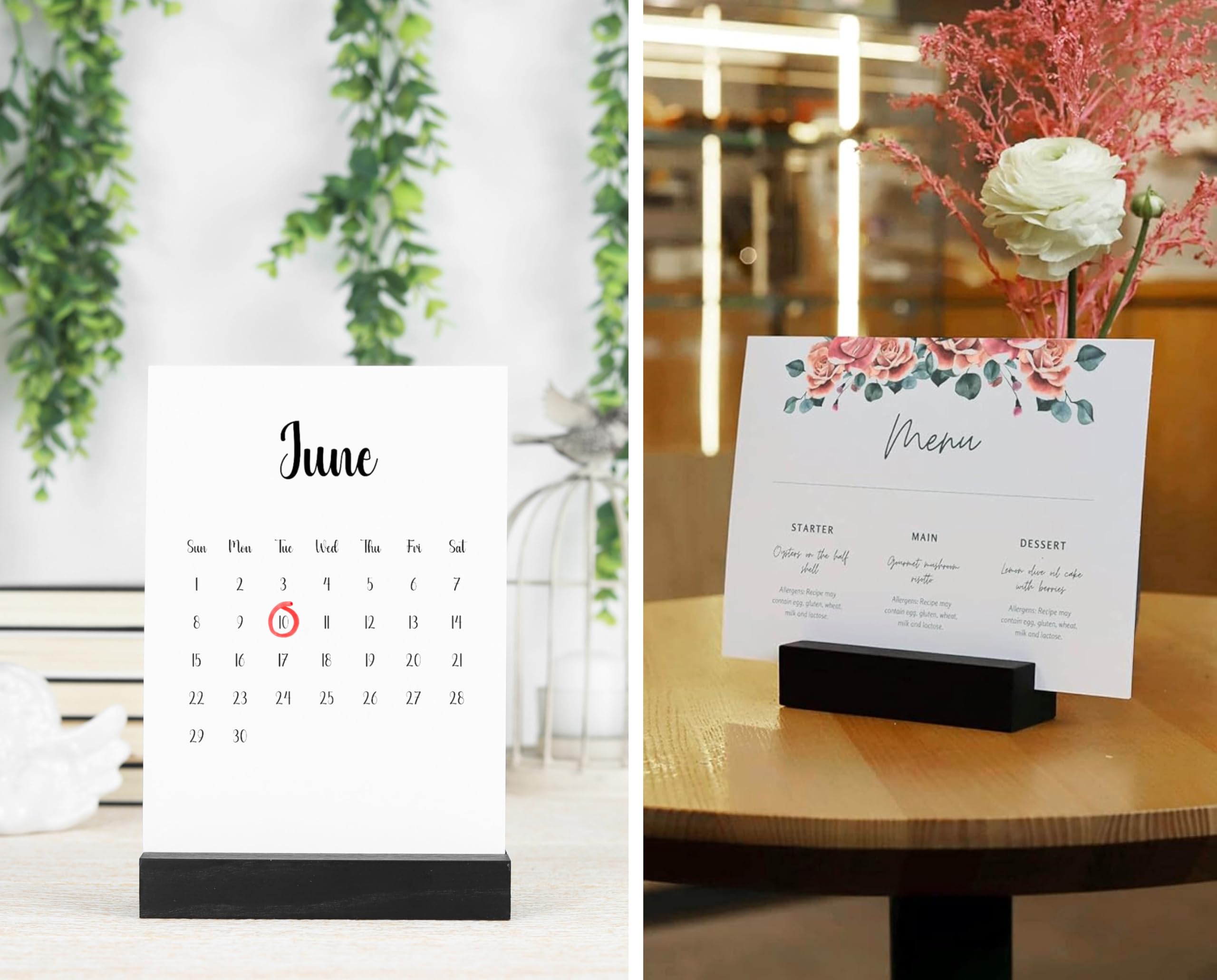10 Pack Black Wooden Place Card Holders - Wedding, Birthday & Party Table Number Stands for Name Cards, Photos, Pictures & Postcards - Perfect for Events, Dining & Decoration