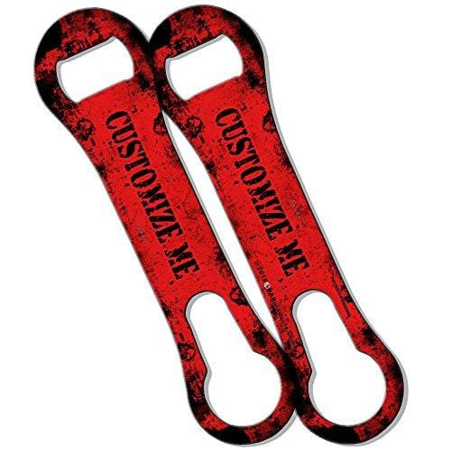 Customizable V Rod Bottle Opener - BarConic Red & Black Grunge Style for Home Bars, Parties, and Outdoor Events