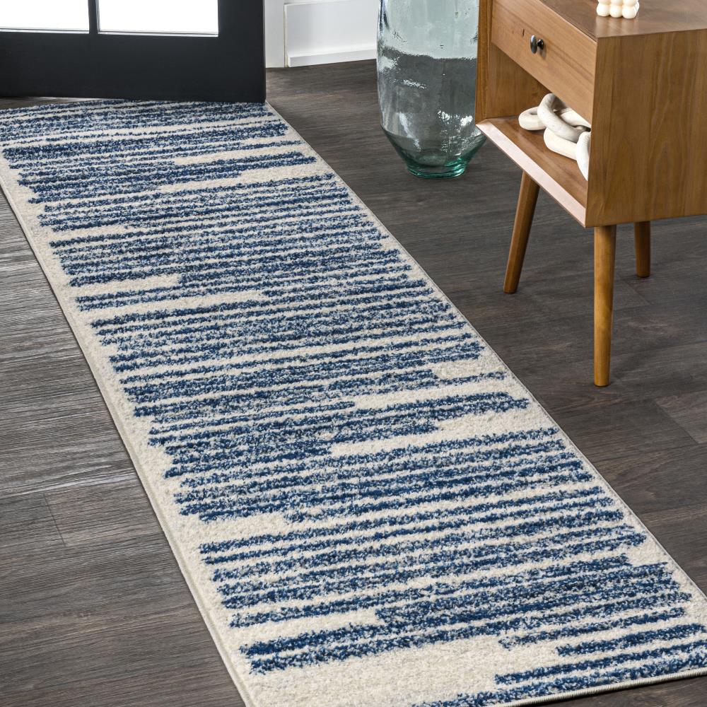 Khalil Modern Berber Stripe Area Rug - Soft Moroccan Style Non-Slip Living Room Carpet for Home Decor, Bedroom & Office