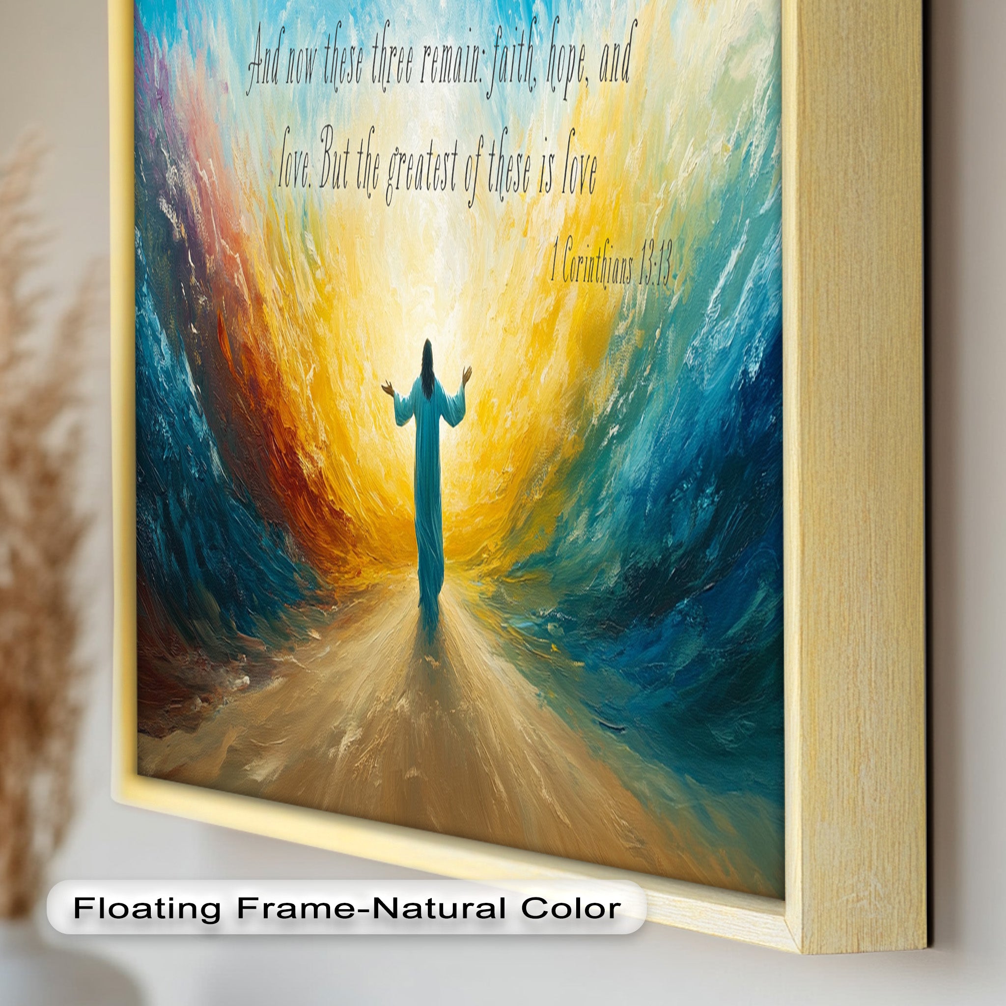 1 Corinthians 13:13 Faith Hope Love Bible Verse Oil Painting - Christian Home Decor, Church Wall Art, Inspirational Gift for Weddings & Baptisms
