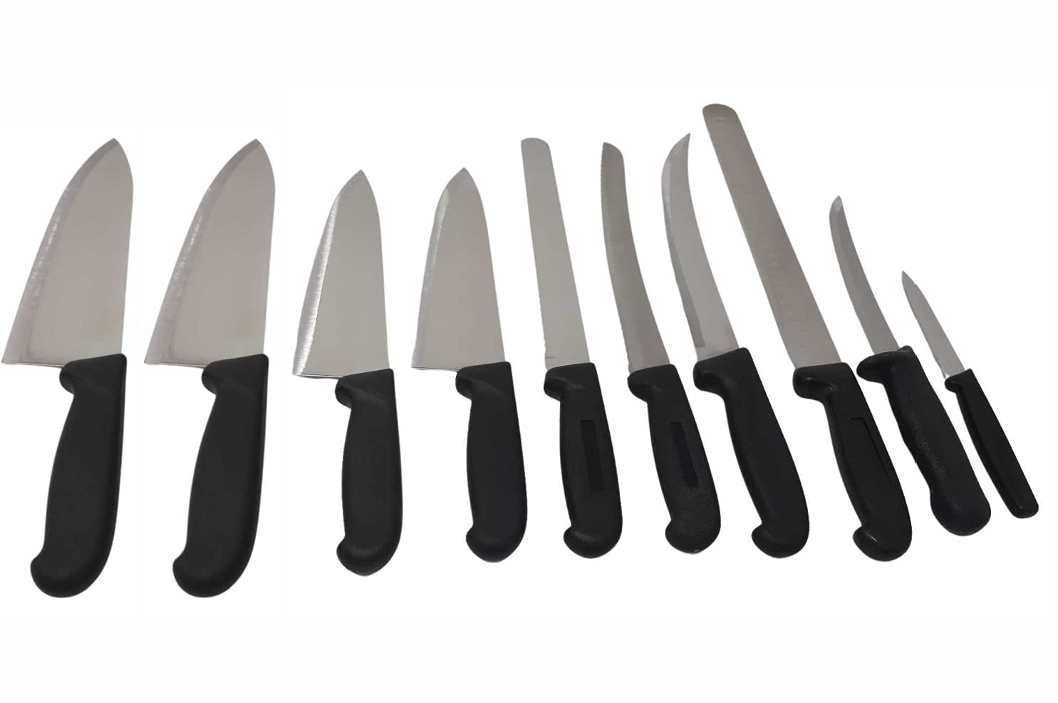 Premium Cozzini Cutlery 5/10/15-Piece Knife Set - Razor Sharp Commercial Kitchen Knives with Black Handle - Professional Chef Knives for Cooking, Slicing & Food Prep (10-Piece Set) - Ideal for Restaurants, Catering & Home Kitchens