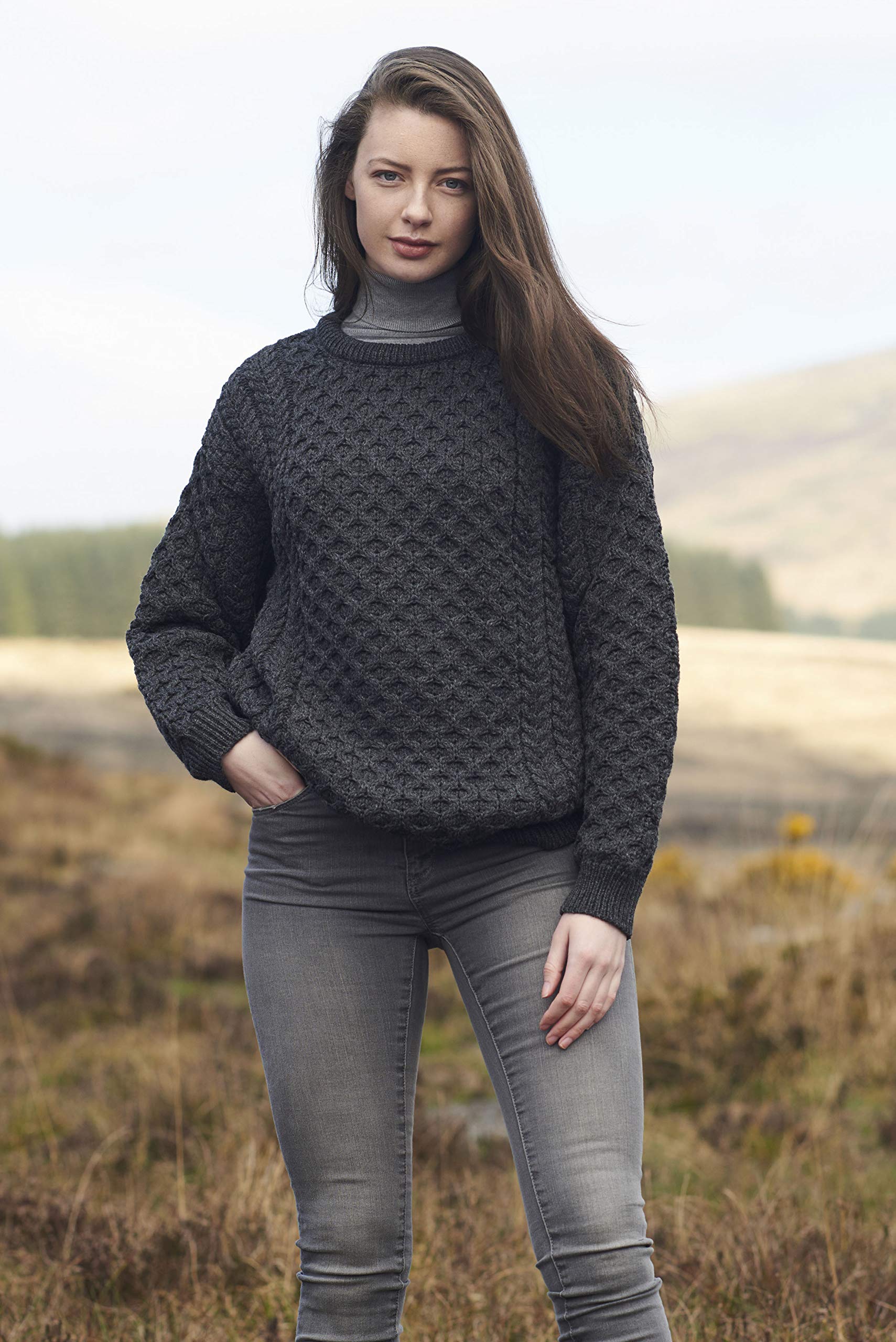 Aran Crafts Unisex Irish Cable Knit Merino Wool Sweater - 100% Natural Warm Crewneck Pullover for Men & Women | Perfect for Winter, Christmas Gifts & Cozy Outfits