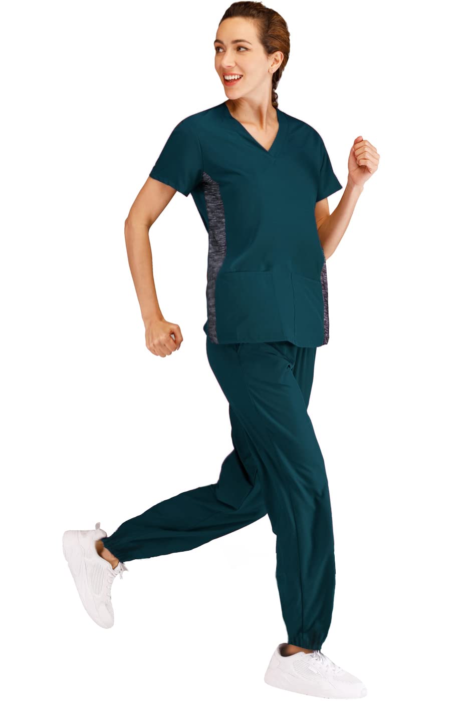 Breathable & Stretchy Women's Scrubs Set with Jogger Pants - Comfortable Nursing Uniform for Healthcare Workers | Perfect for Hospitals, Clinics & Medical Professionals