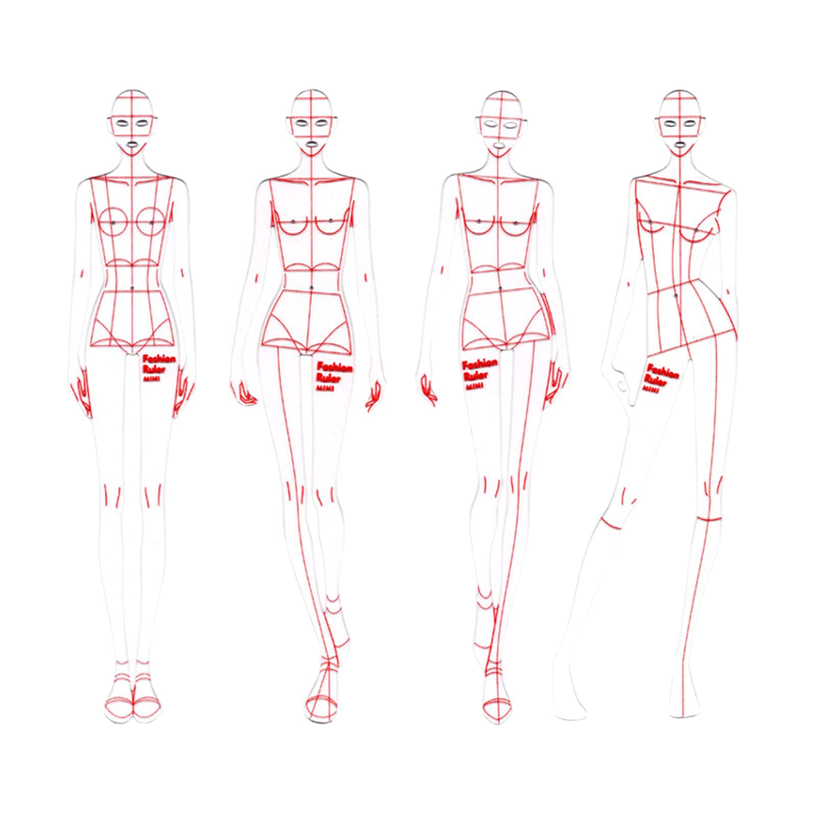 4-Piece French Curve Ruler Set for Sewing, Dressmaking & Fashion Design - Tailor's Template for Human Body Patterns - Perfect for DIY Clothing, Costume Making & Professional Garment Design