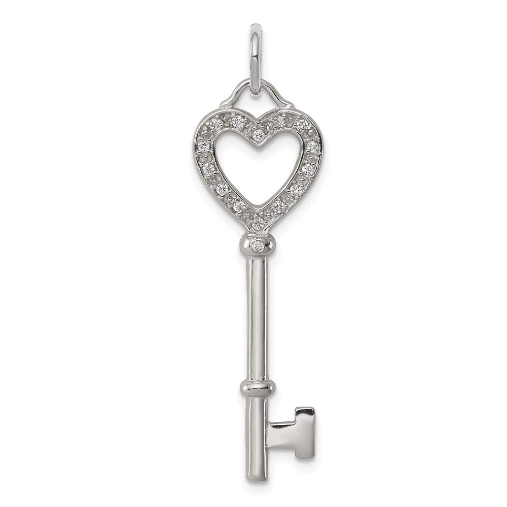 925 Sterling Silver CZ Heart Key Pendant Necklace for Women - Elegant Jewelry Gift for Valentine's Day, Anniversary & Special Occasions