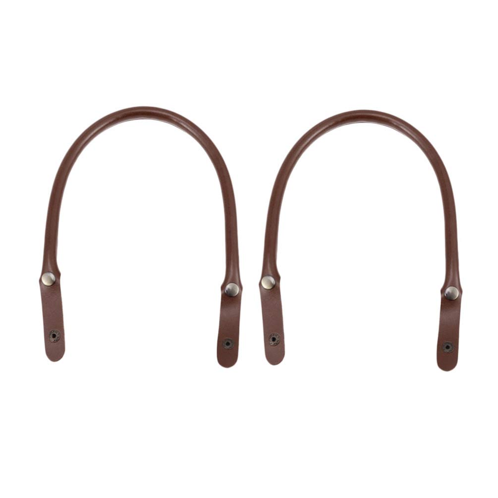 SUPVOX 2-Pack Genuine Leather Purse Handles - Brown Replacement Bag Straps for DIY Purse Making | Perfect for Handbags, Tote Bags & Craft Projects