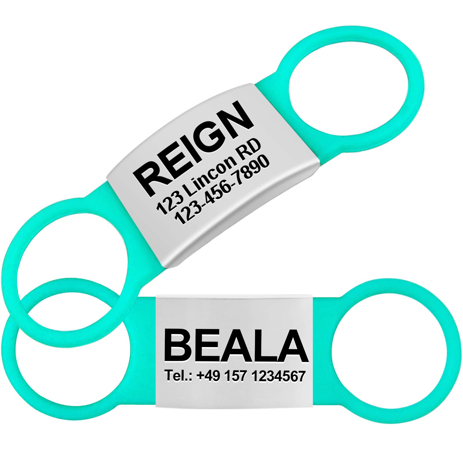 TagME 2 Pack Personalized Engraved Dog Tags - Custom Name ID Tags for Small Medium Large Dogs & Puppies - Silent Slide-On Cat Collar Tags - Perfect for Daily Walks, Pet Safety & Identification