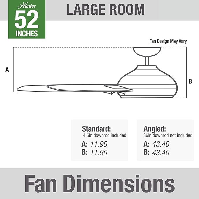 Hunter Fan 52 Inch Contemporary Noble Bronze Finish Indoor Ceiling Fan with 3 Blades - Energy Efficient Quiet DC Motor - Perfect for Living Room, Bedroom & Home Office (Renewed)