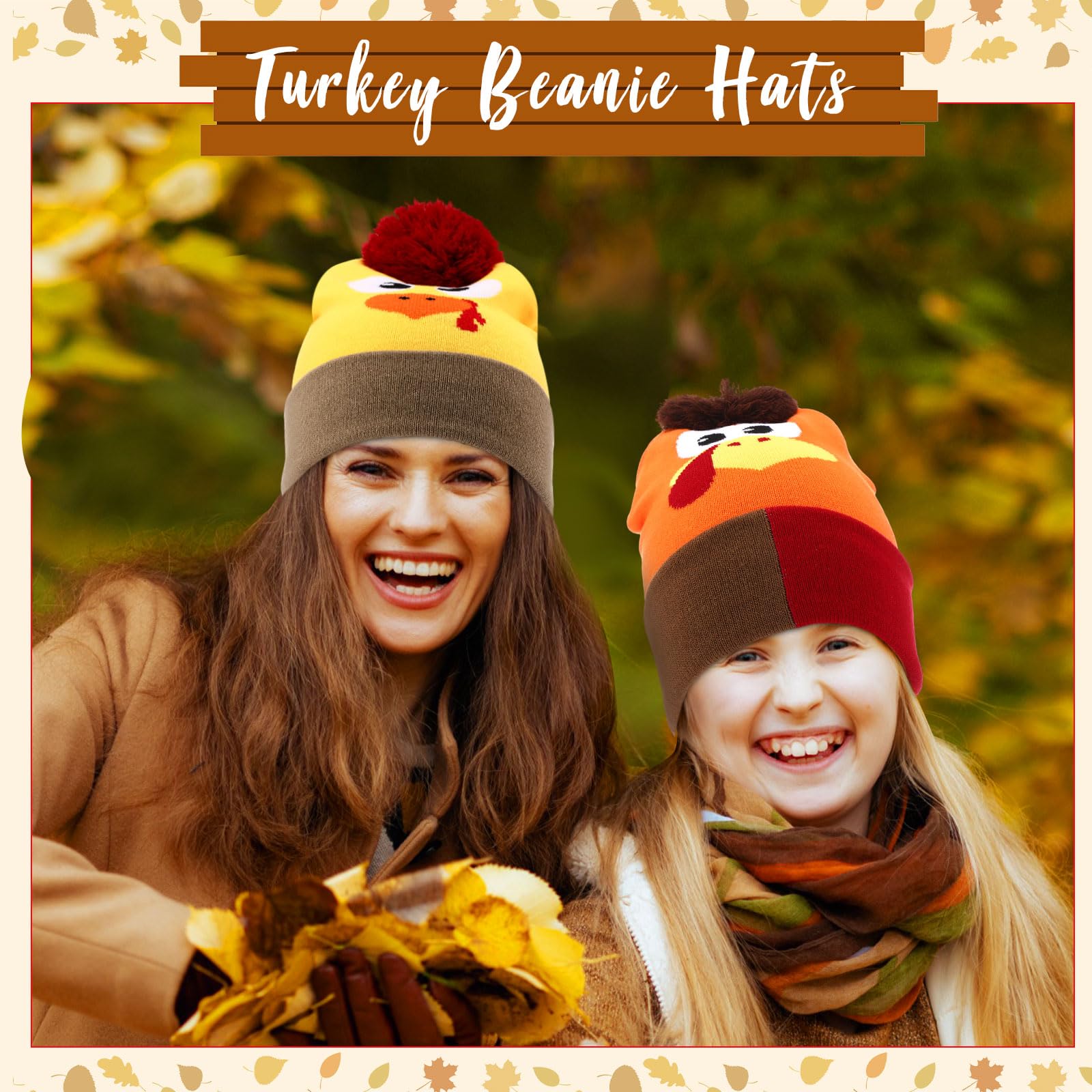 Liitrsh Thanksgiving Turkey Beanie Hat - Warm Knitted Winter Cap for Running, Costume Accessories & Holiday Outfits - Fun Cartoon Design for Turkey Trot Races, Christmas Parties & Festive Gatherings