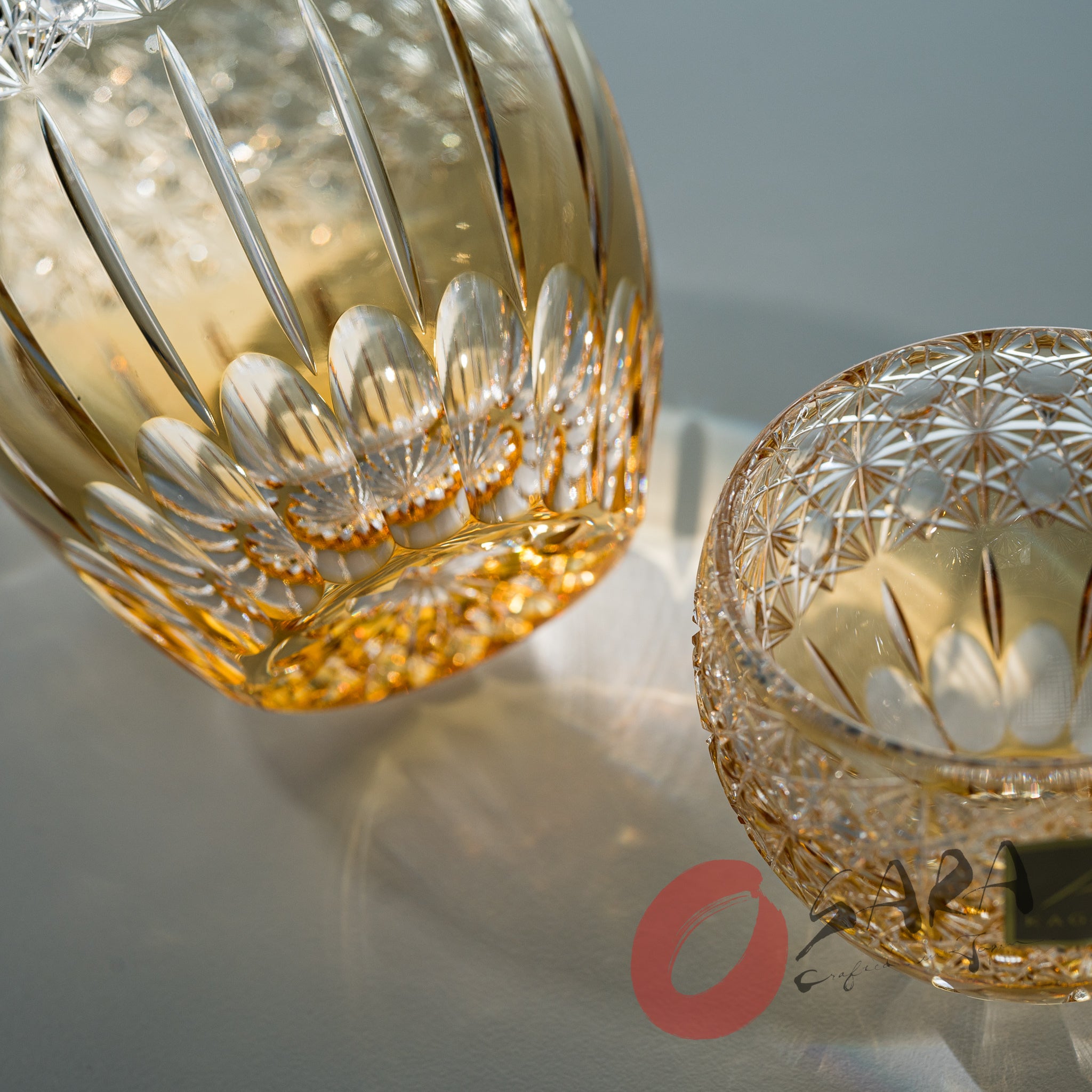 KAGAMI Crystal Edo Kiriko Sake Set - Dazzling Wind (Junichi Nabetani) - Premium Japanese Handcrafted Glass Sake Cups & Decanter Set for Gifts, Special Occasions & Japanese Dining Experience